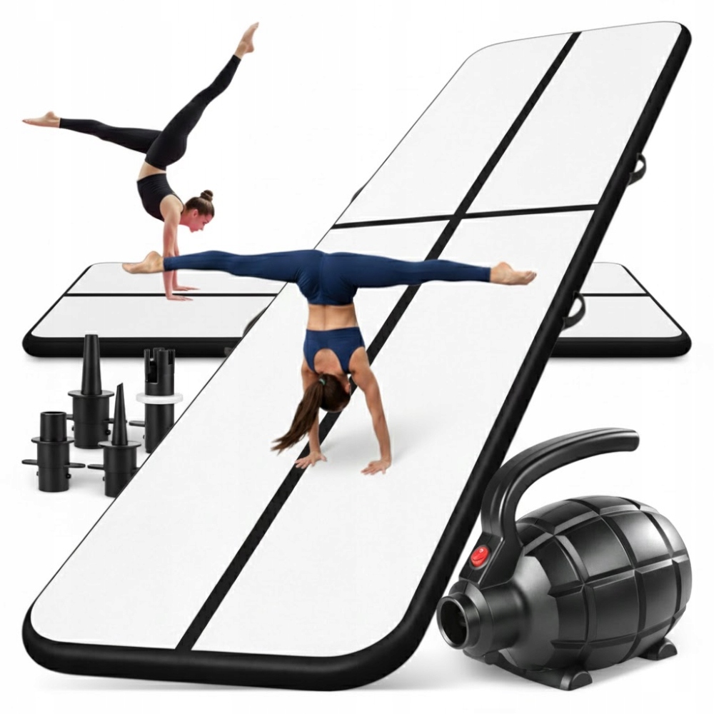 Dmuchana Mata Gimnastyczna Airtrack 400x100x20cm Czarna Akrobatyka Fitness