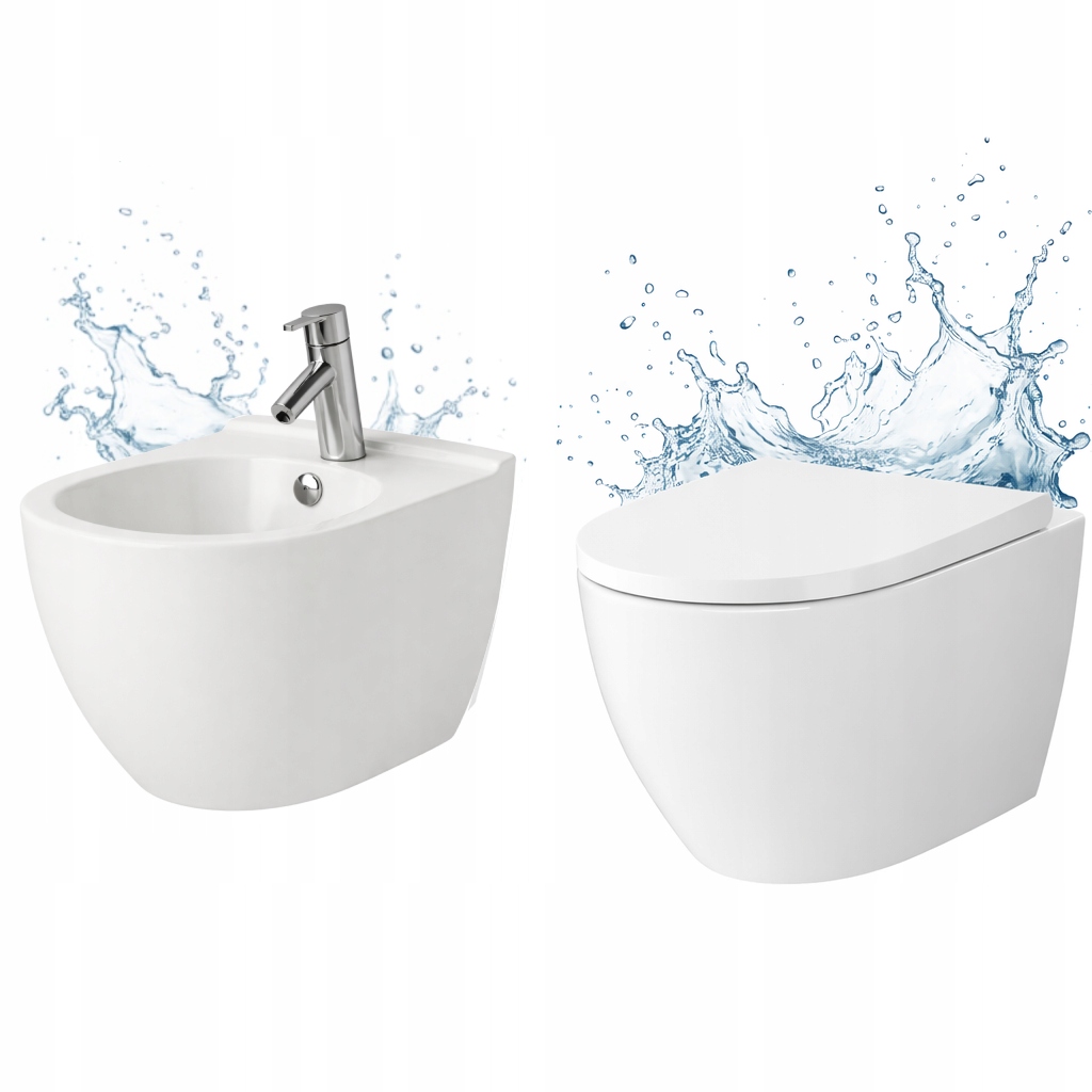 Sada Wc mísa bezrantová, závěsná bidetová Cersanit zenová, oválná