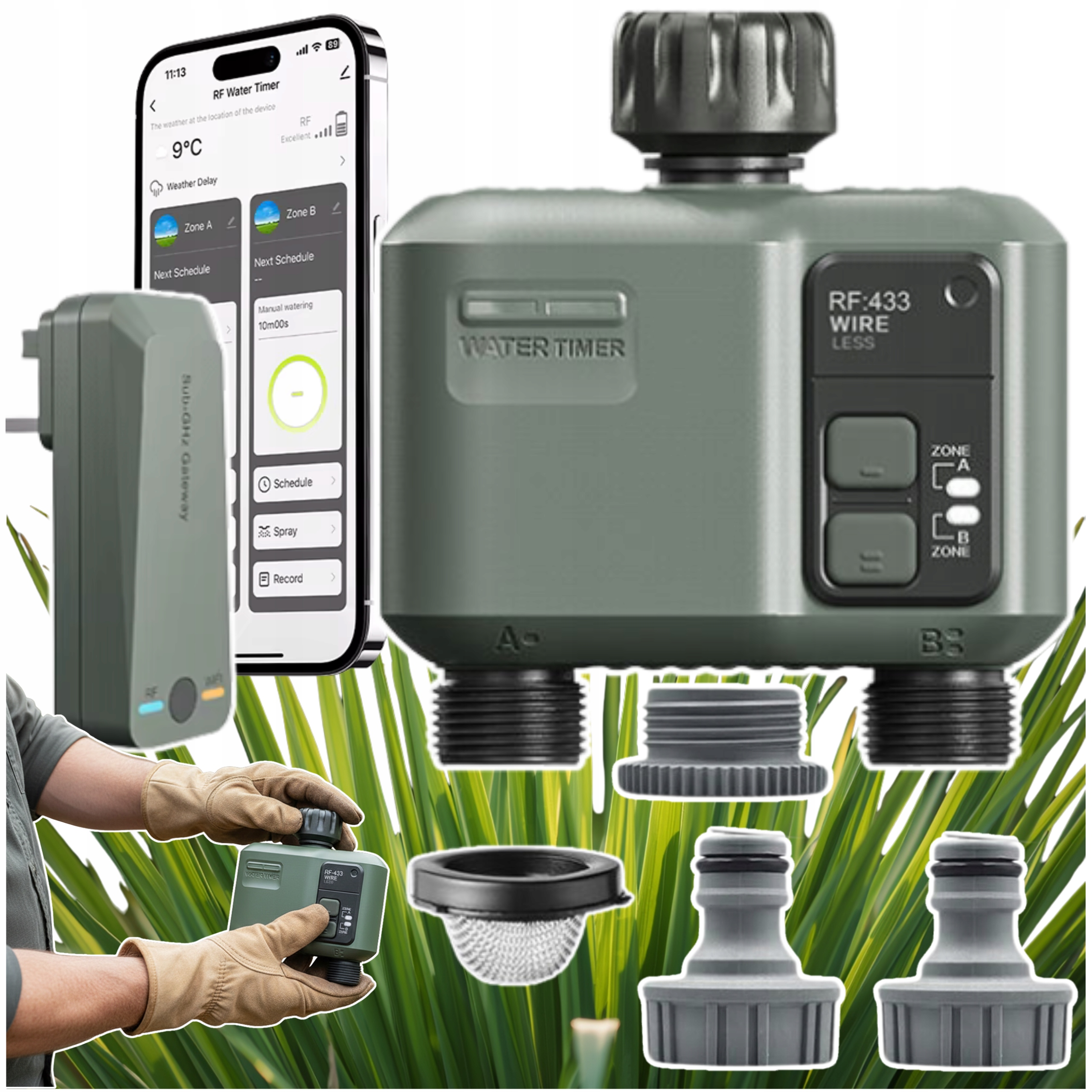 Elektronický regulátor zavlažování WiFi Programator pro vodu Tuya 2 Zóny