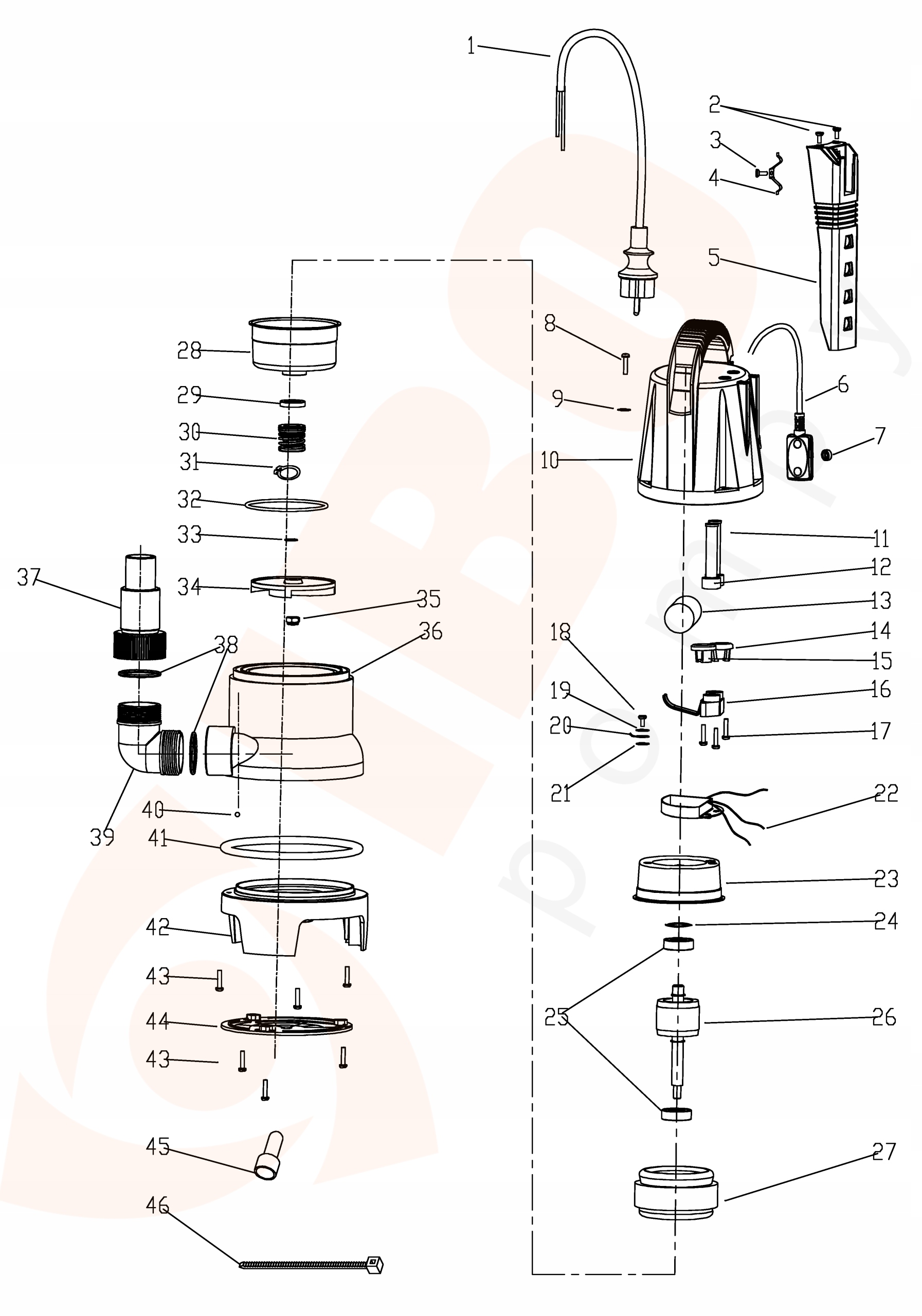Pompa zatapialna IPE 400 IBO! 400 W 7500 l/h! ELEKTRONICZNY PŁYWAK - SONDA! Przyłącze wody (