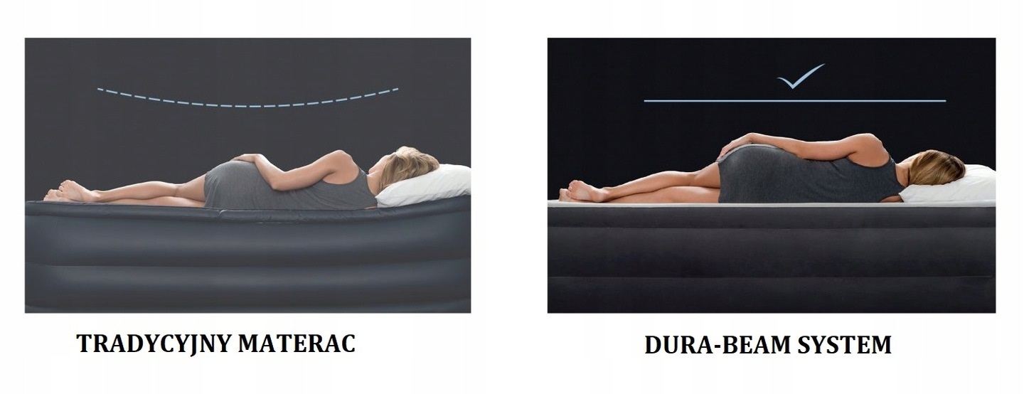 Duży 2 osoby Materac Dmuchany Łóżko Intex z pompką Grubość 33 cm