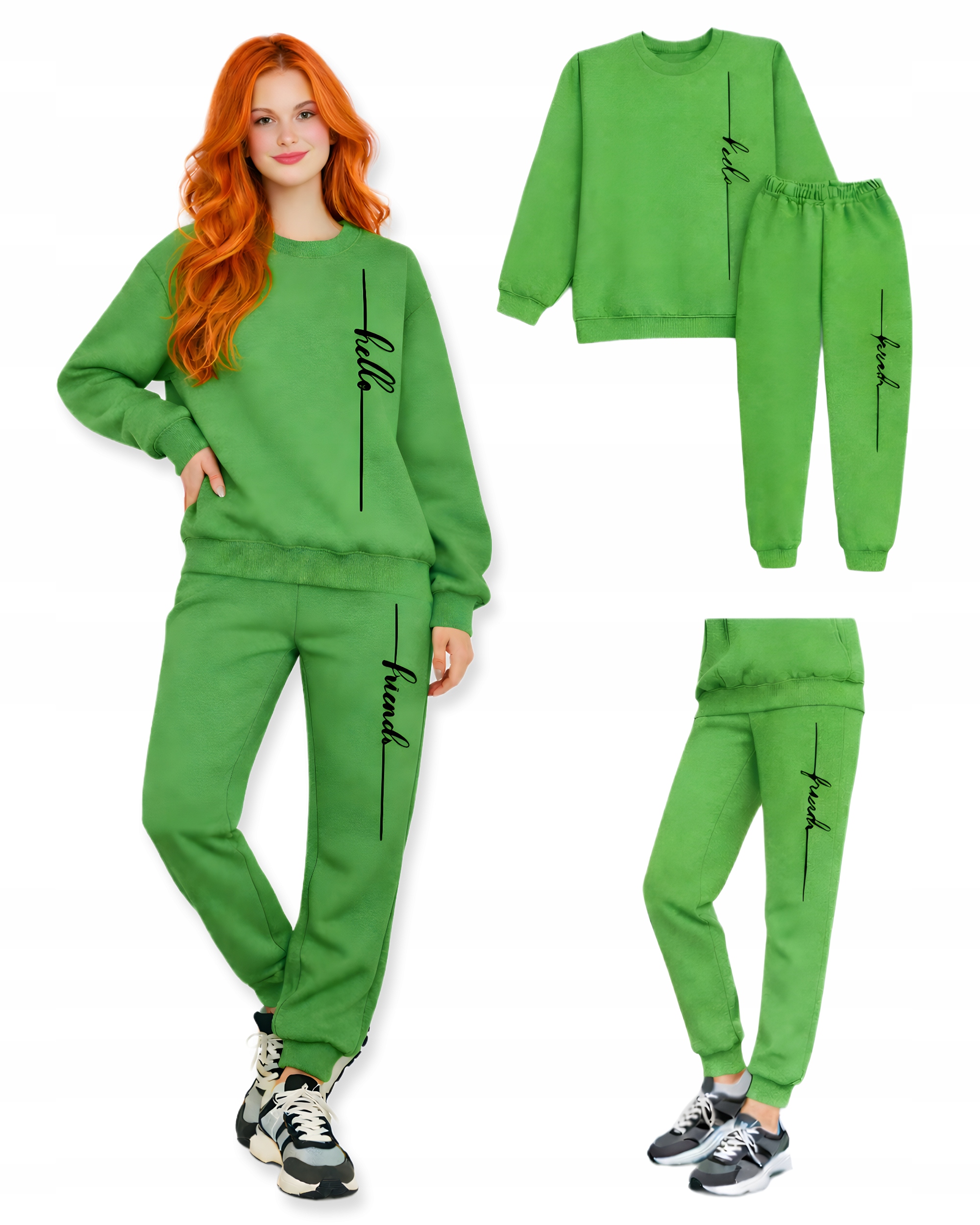 tepláková souprava M mládež Teplákovka Teplá s mešíkem Zeleň Jasná