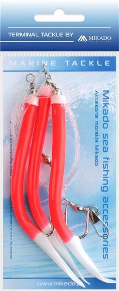 Zestaw Morski Gummi Makk Rig hak 3x6/0 (red) Przywieszka Morska Mikado