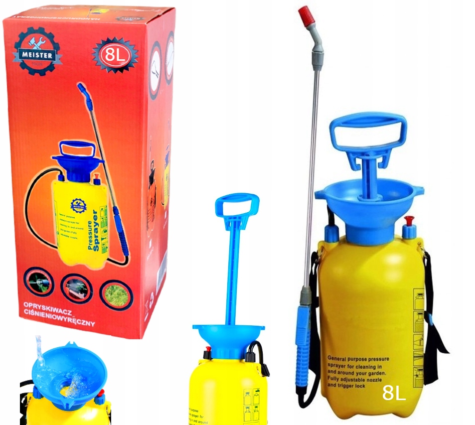 OPRYSKIWACZ RĘCZNY CIŚNIENIOWY DUŻY DŁUGA LANCA 8L
