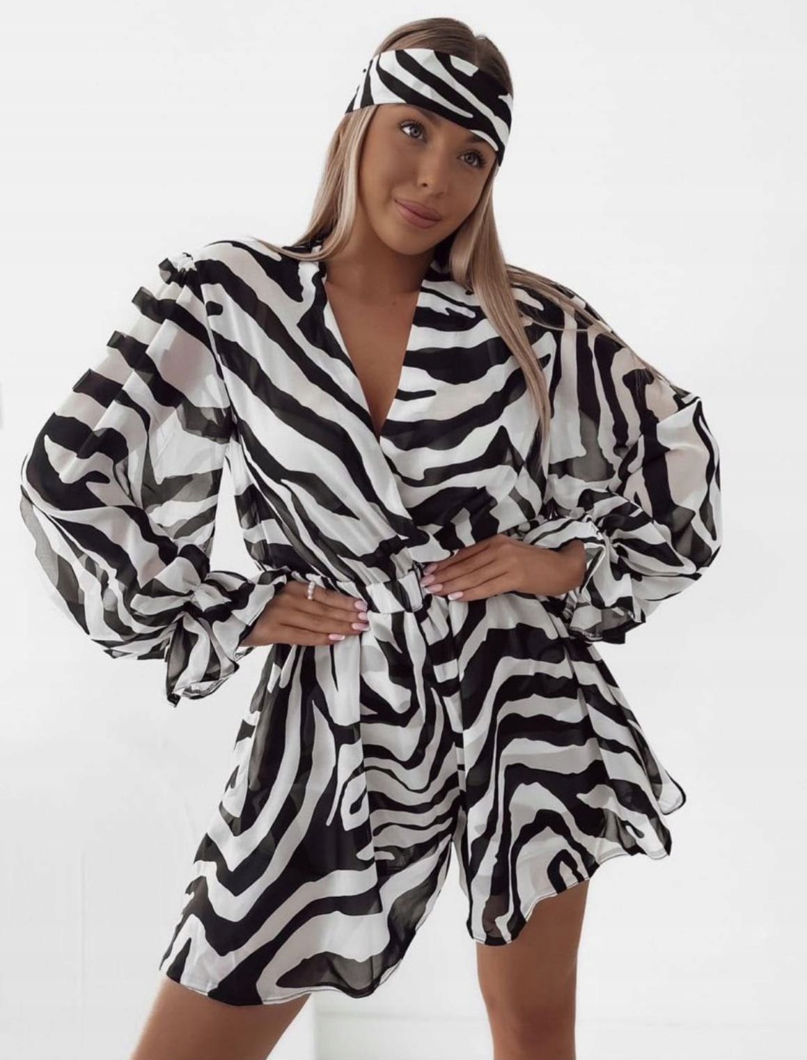 Kombinéza Millagro Print Zvířecí Černobílá Zebra Pásek Uni