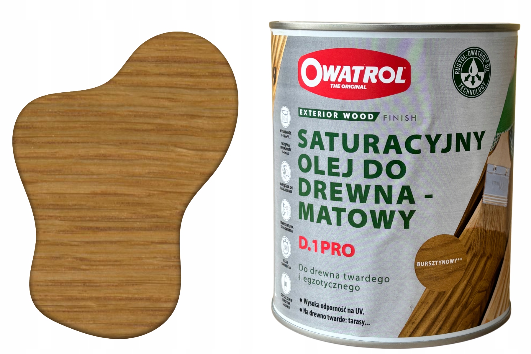 Owatrol D1 Pro – olej na nasycení dřeva s Uv ochranou, jantar 1 l