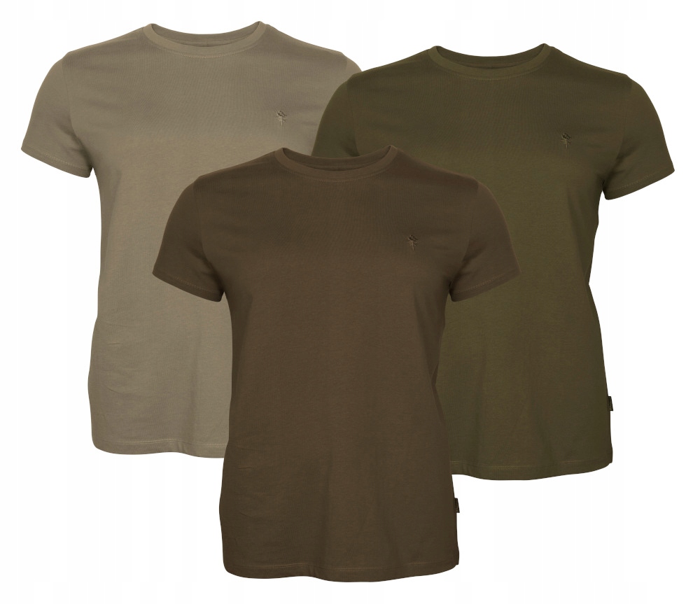Damski T-shirt Pinewood 3-PACK 3447 Zielony/Brąz Myśliwski/Khaki -2XL