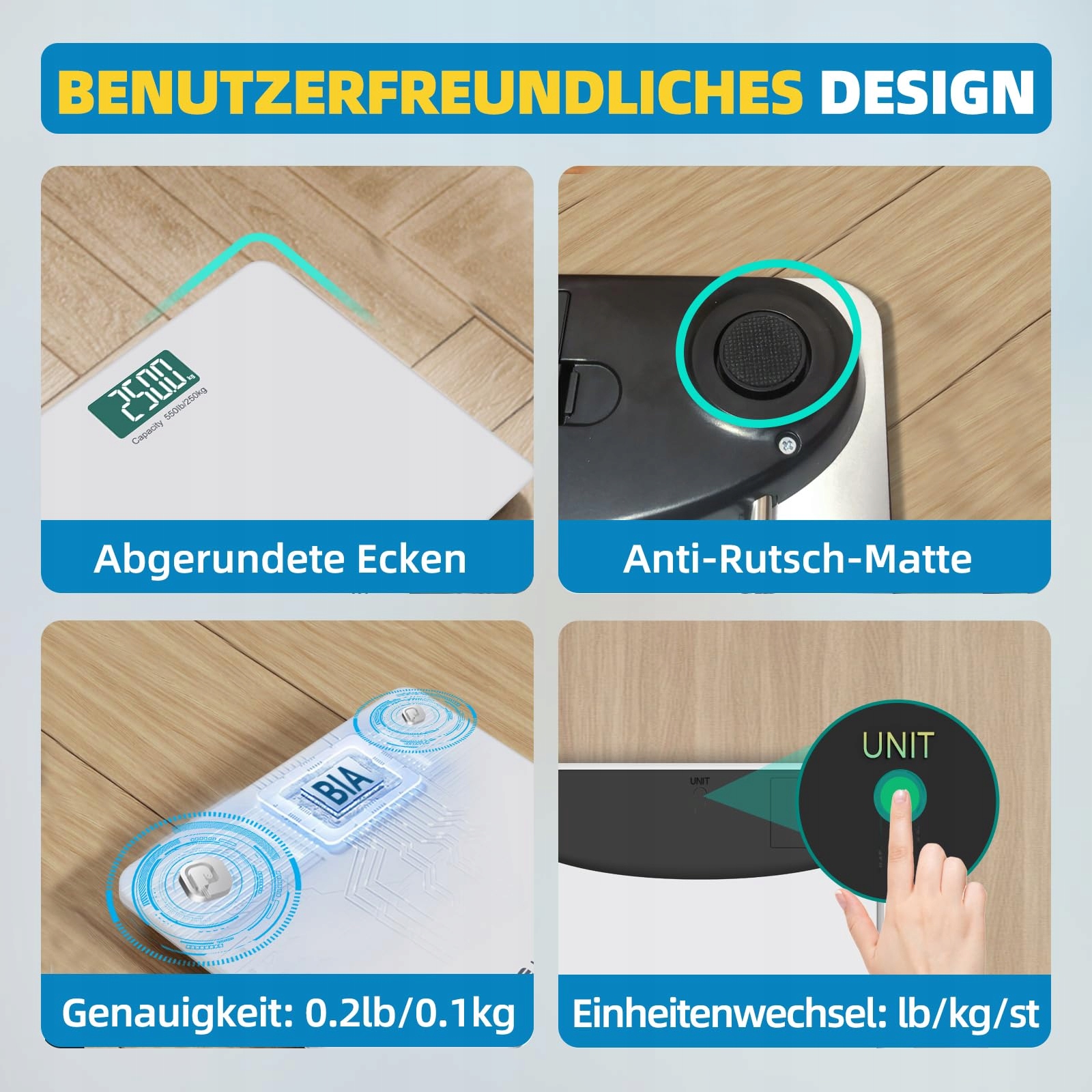 LEPULSE S5 Waga Cyfrowa 250kg Bluetooth BMI Aplikacja Szeroka Platforma — miniatura 5