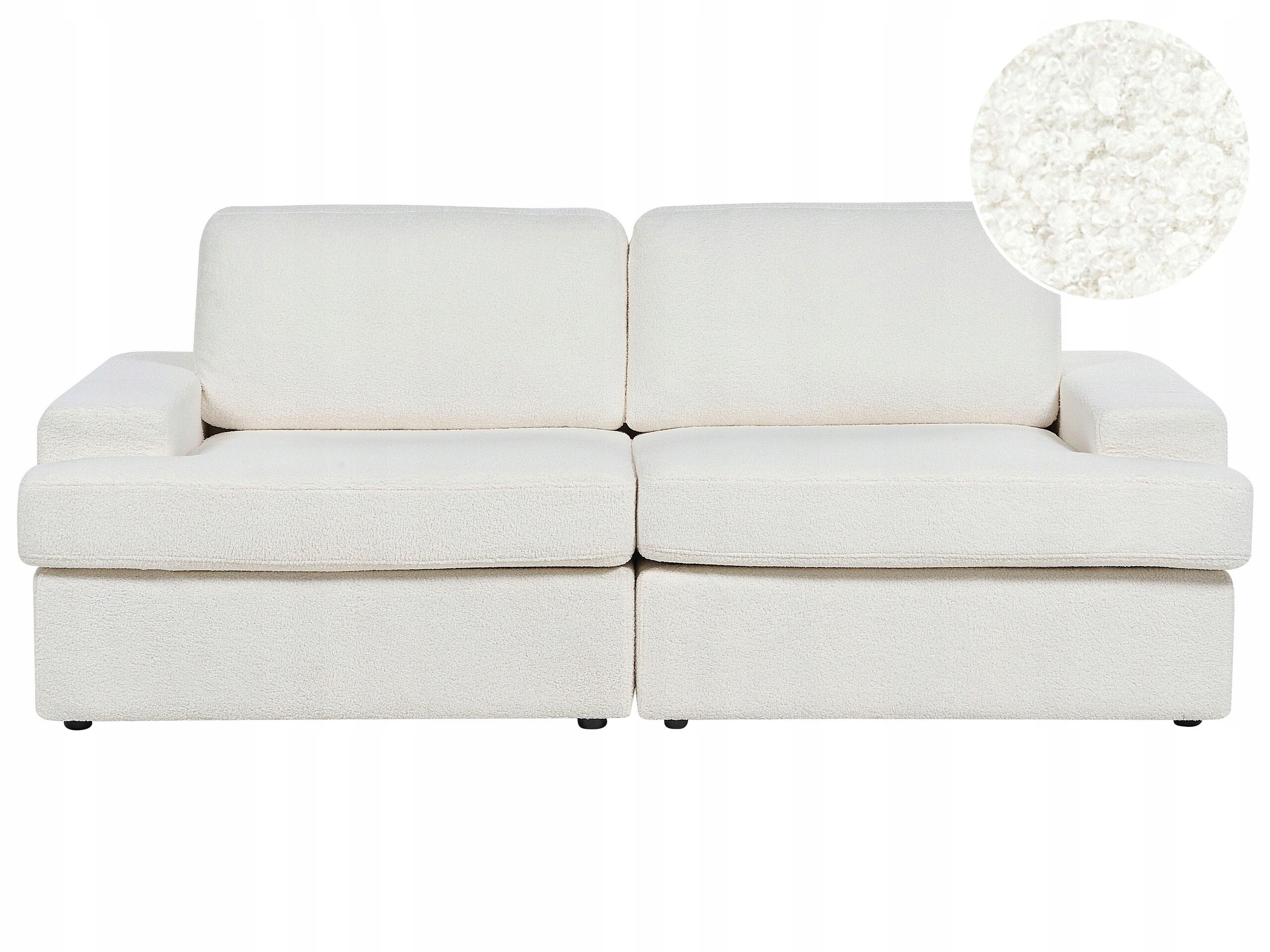Sofa tapicerowana boucle 3-osobowa biała