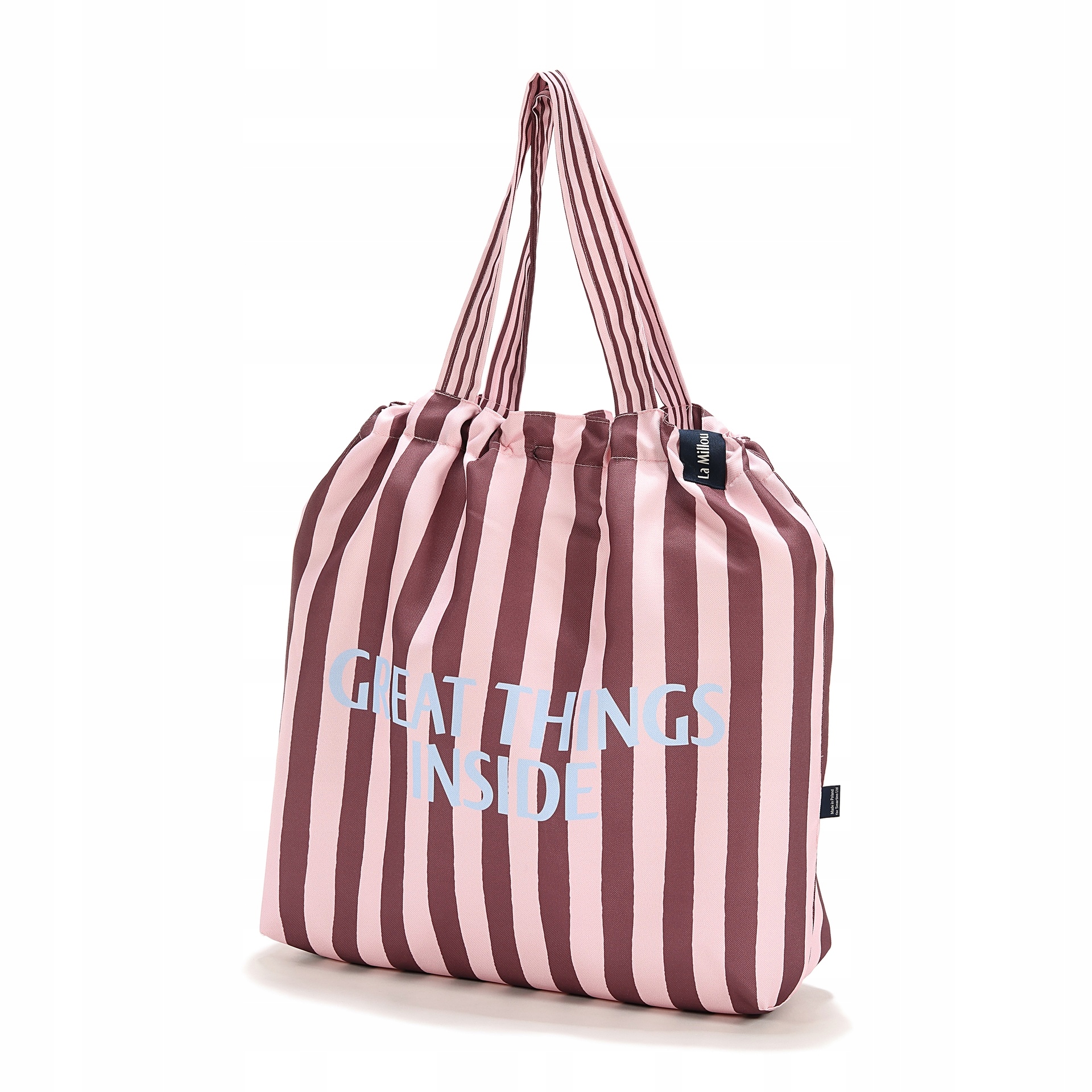 Stripes Pink Torba Shopper Bag z Kieszonką Great Things Inside La Millou