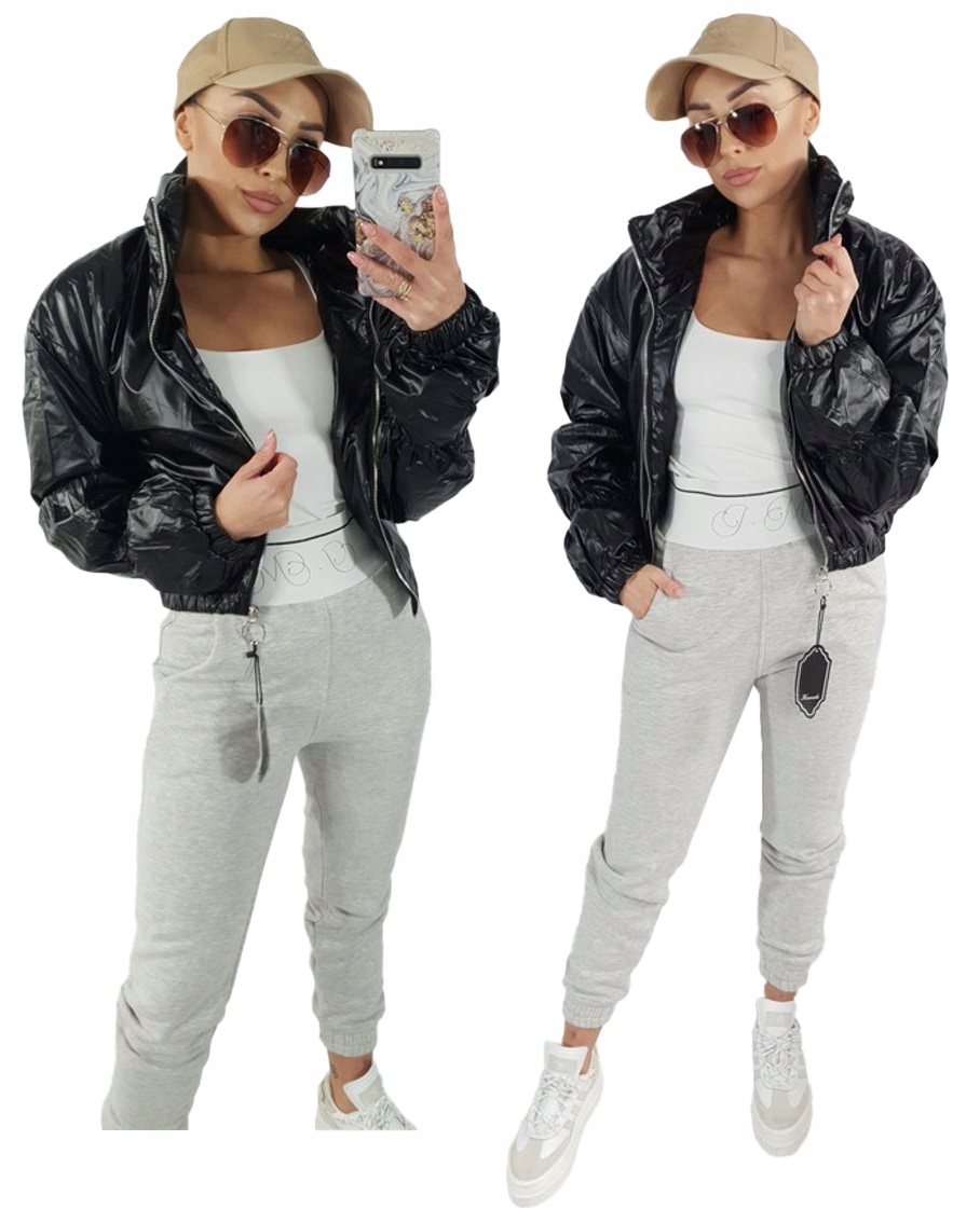 

Lekka kurtka damska czarna bomberka KAM4c r Uni