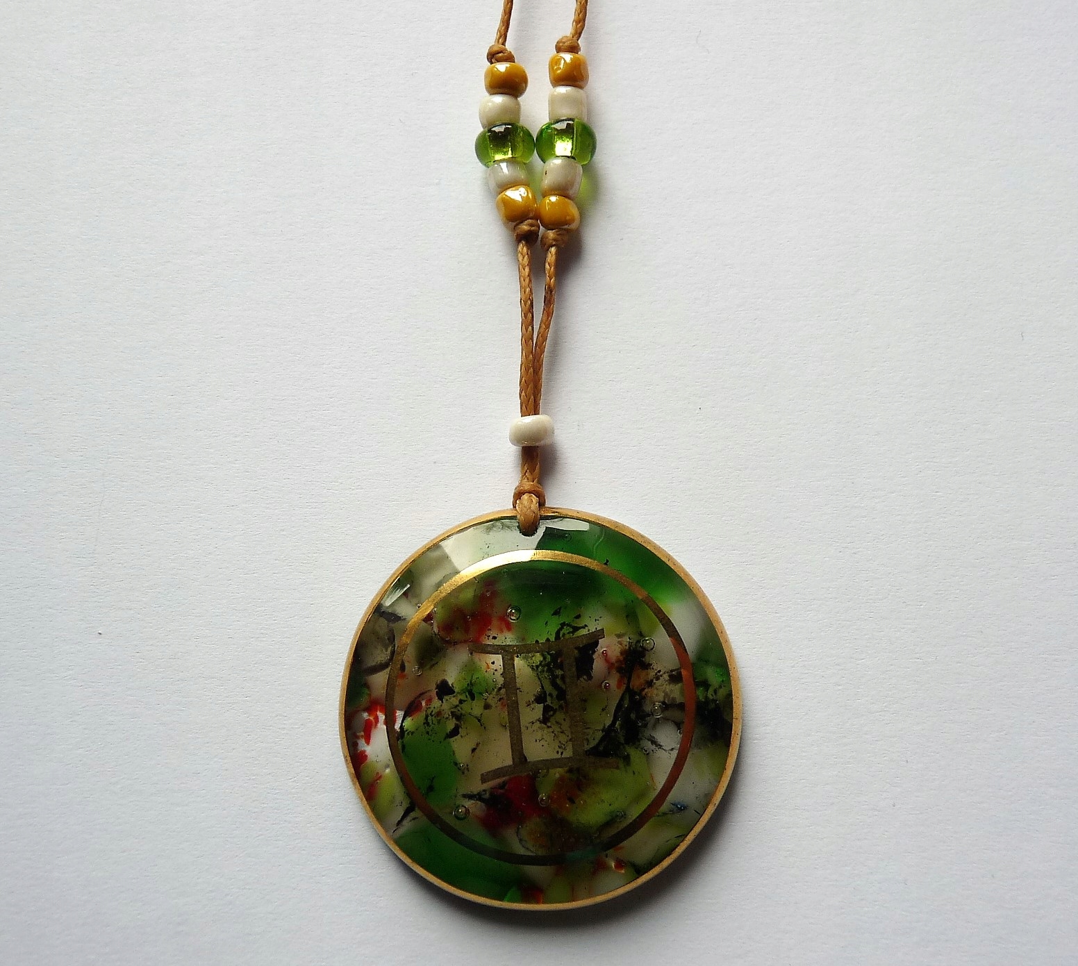 Visačka skleněná Náhrdelník Zvěrokruh Blíženci Benátské