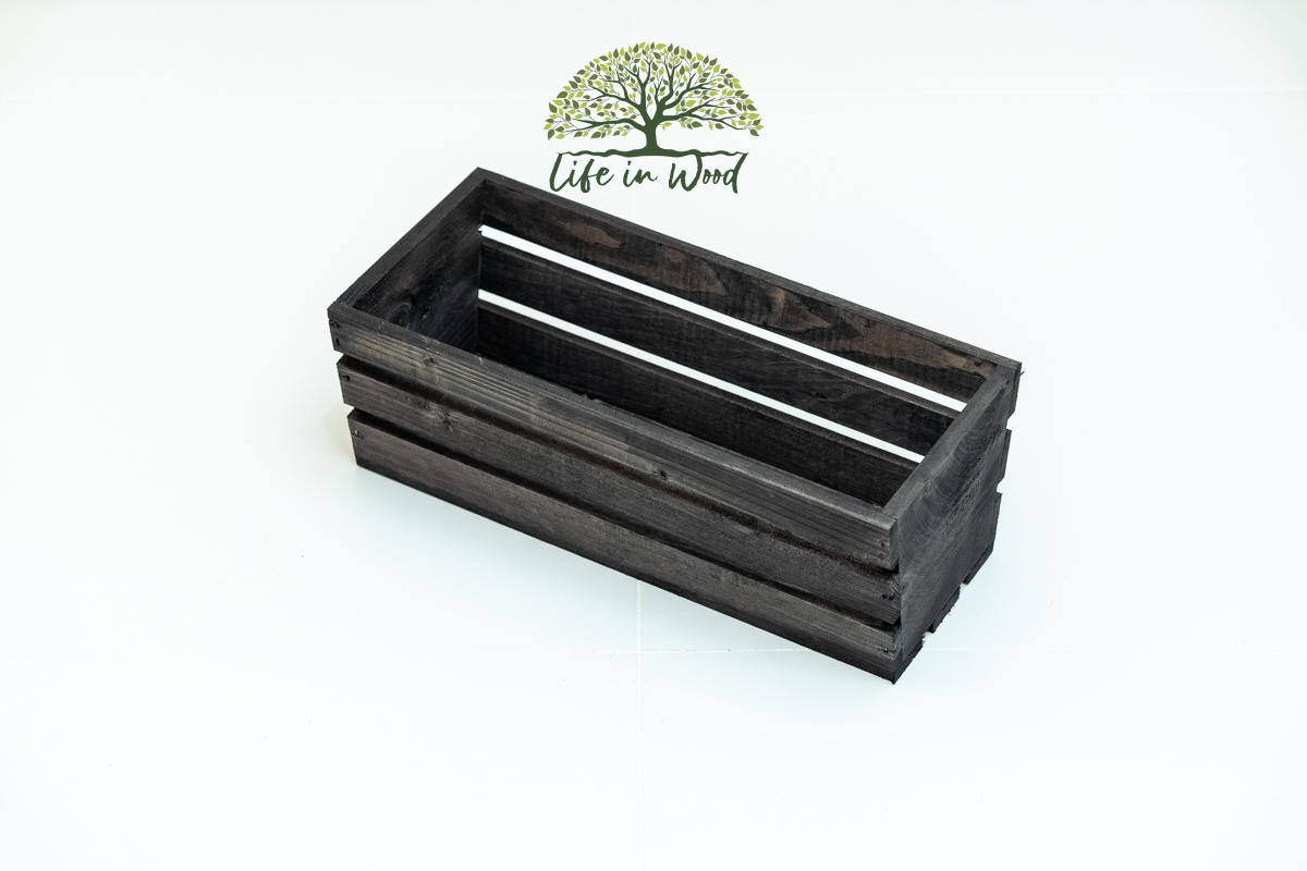 Skrzynka drewniana balkonowa na kwiaty zioła rośliny 60cm czarna Marka inna