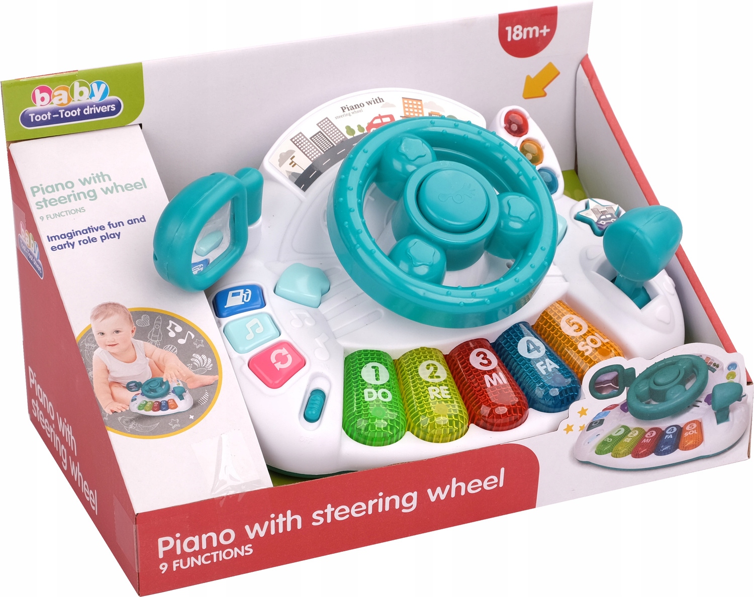 INTERAKTYWNA KIEROWNICA PIANINKO ŚWIATŁO DZWIĘK Marka HH Poland