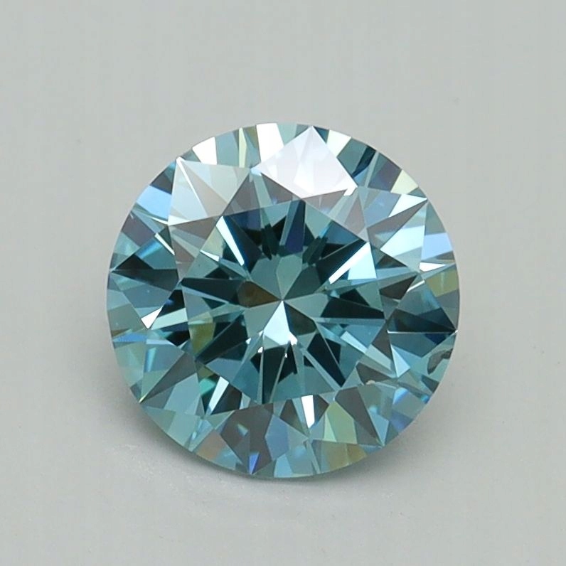 Diament laboratoryjny kolorowy 1.06ct ROUND Fancy Vivid Greenish Blue VS2