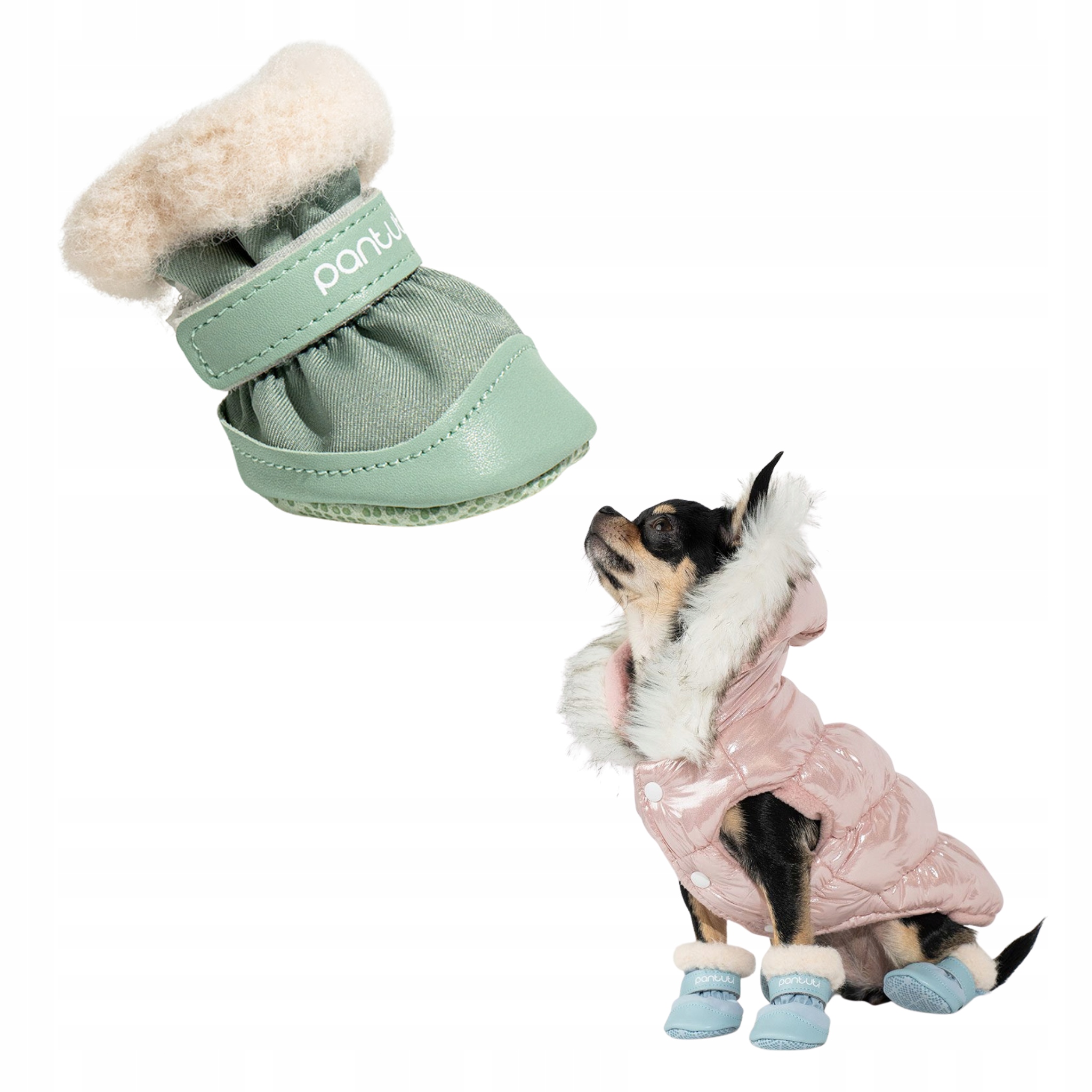 Levně Zateplené boty pro malého psa Elon Zelená M