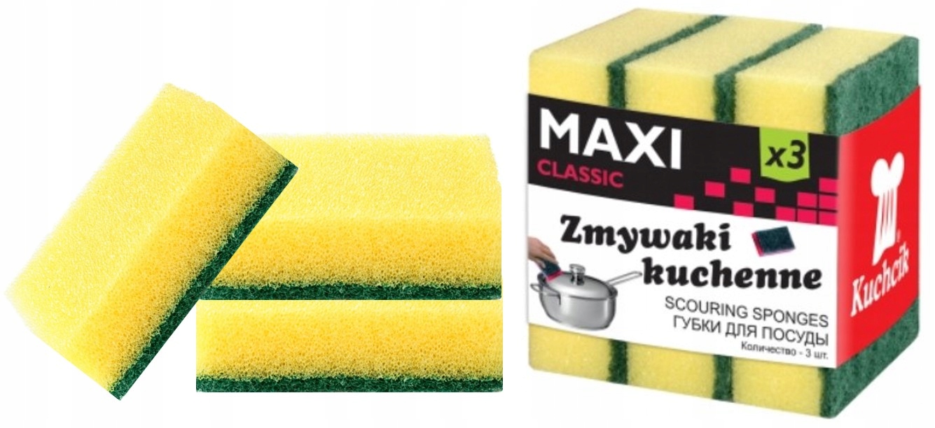 

Zmywaki kuchenne Gąbki Kuchcik Classic żółte 3szt