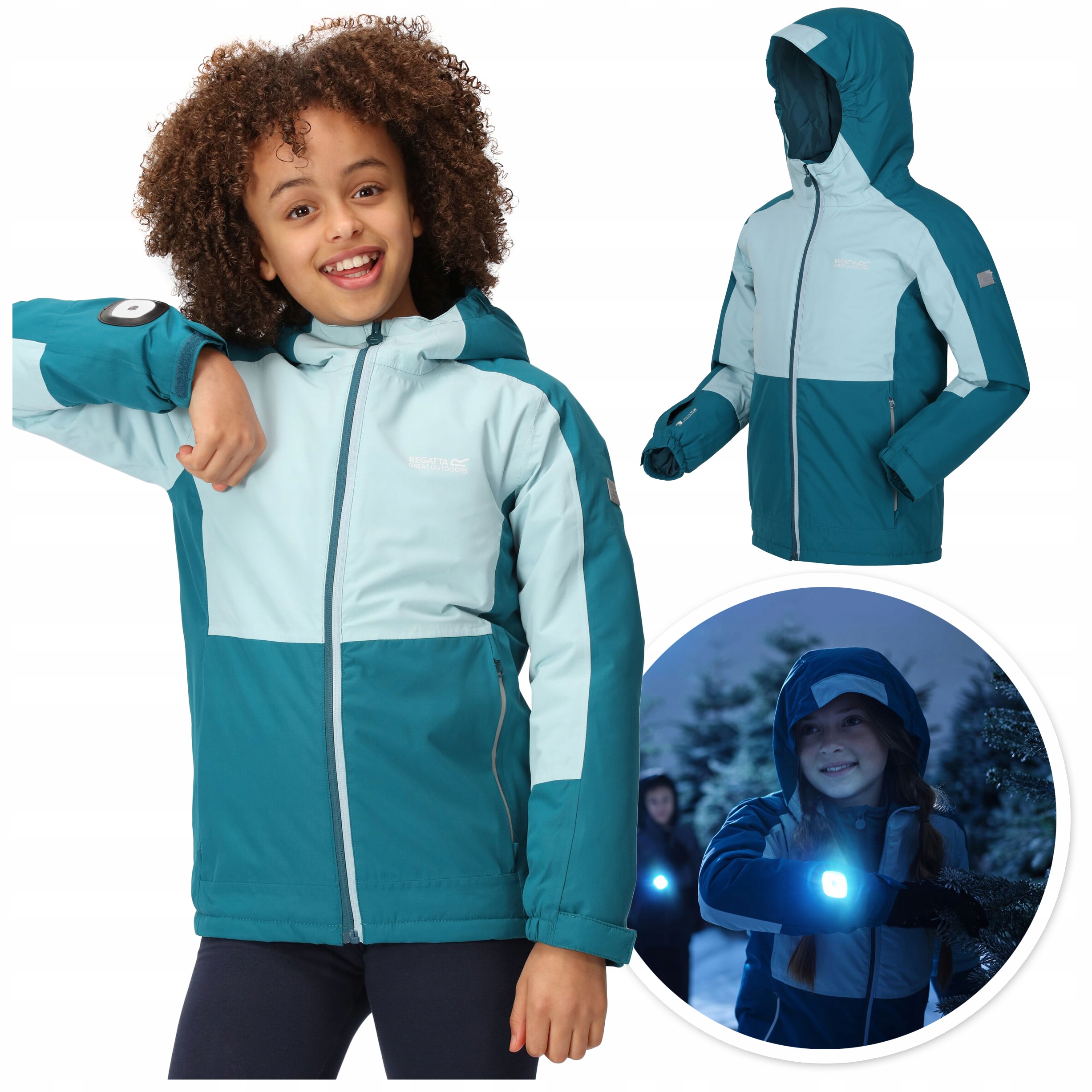 Dziecięca Kurtka Zimowa Regatta wodoodporna 5000 mm z latarką Led 152