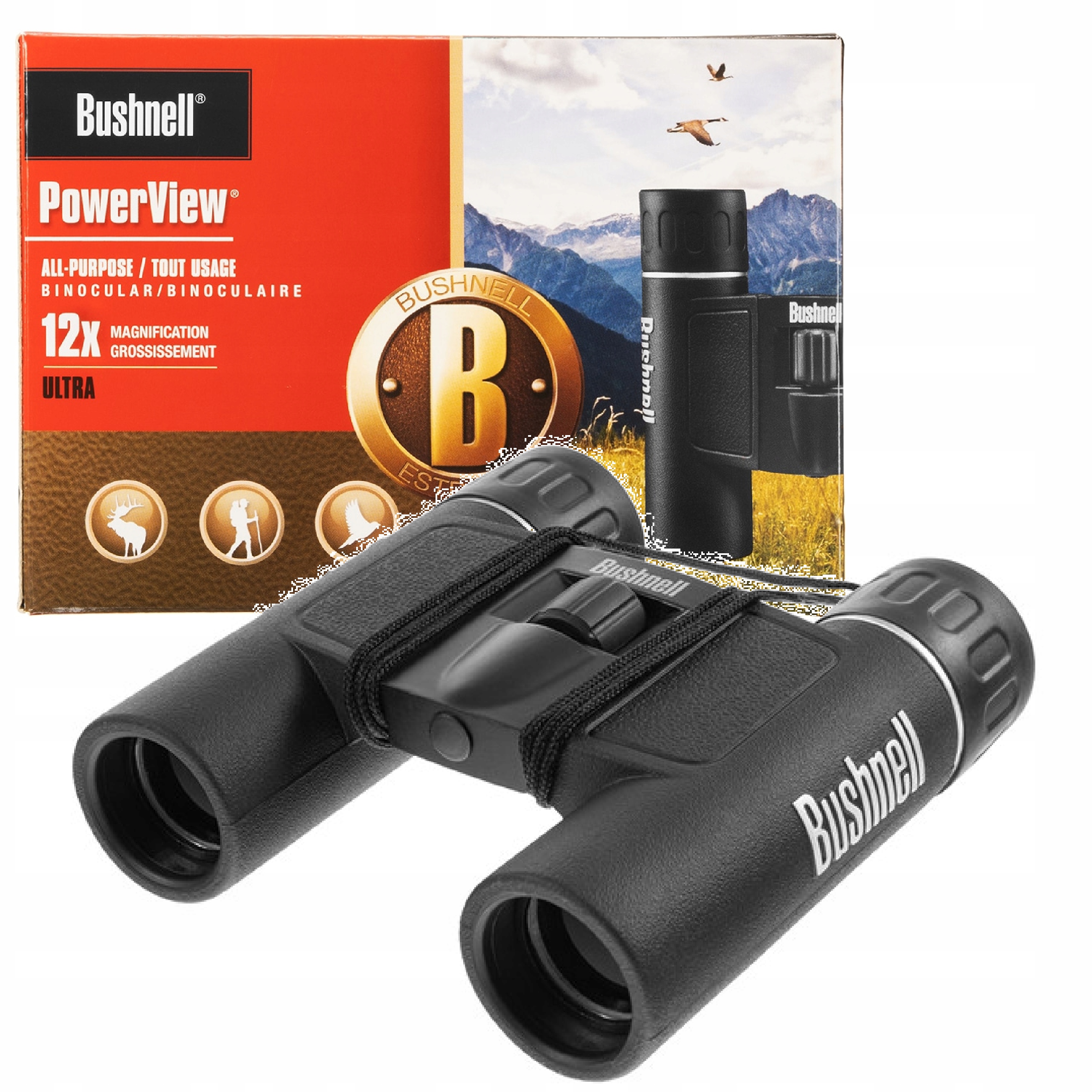 Lornetka Bushnell Powerview 12x25 kompaktowa budowa turystyczna Najlepsza