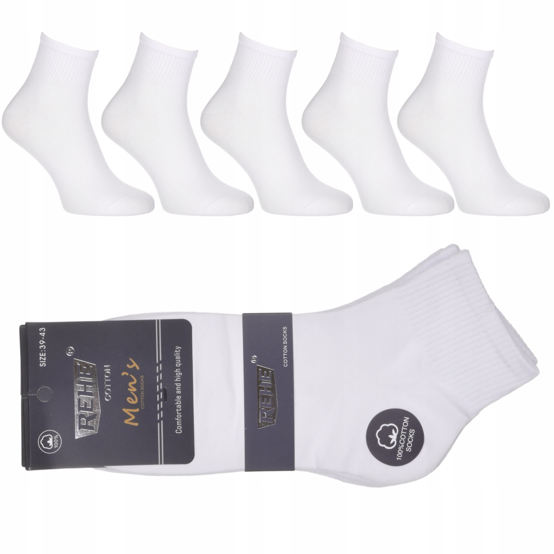 

5pak skarpety męskie sport gładkie bawełna 42-46