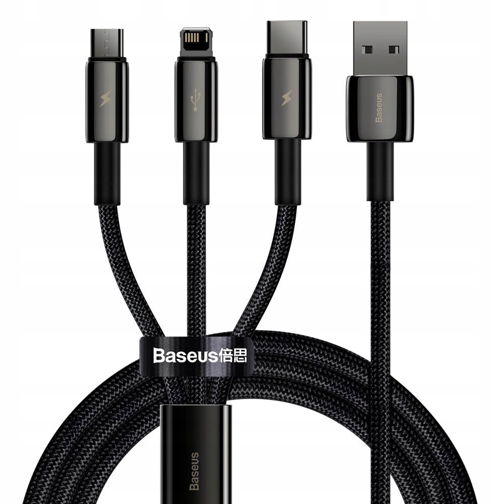 Baseus Tungsten 3w1 kabel Usb Usb Typ C Lightning micro Usb 3,5 A 1,5