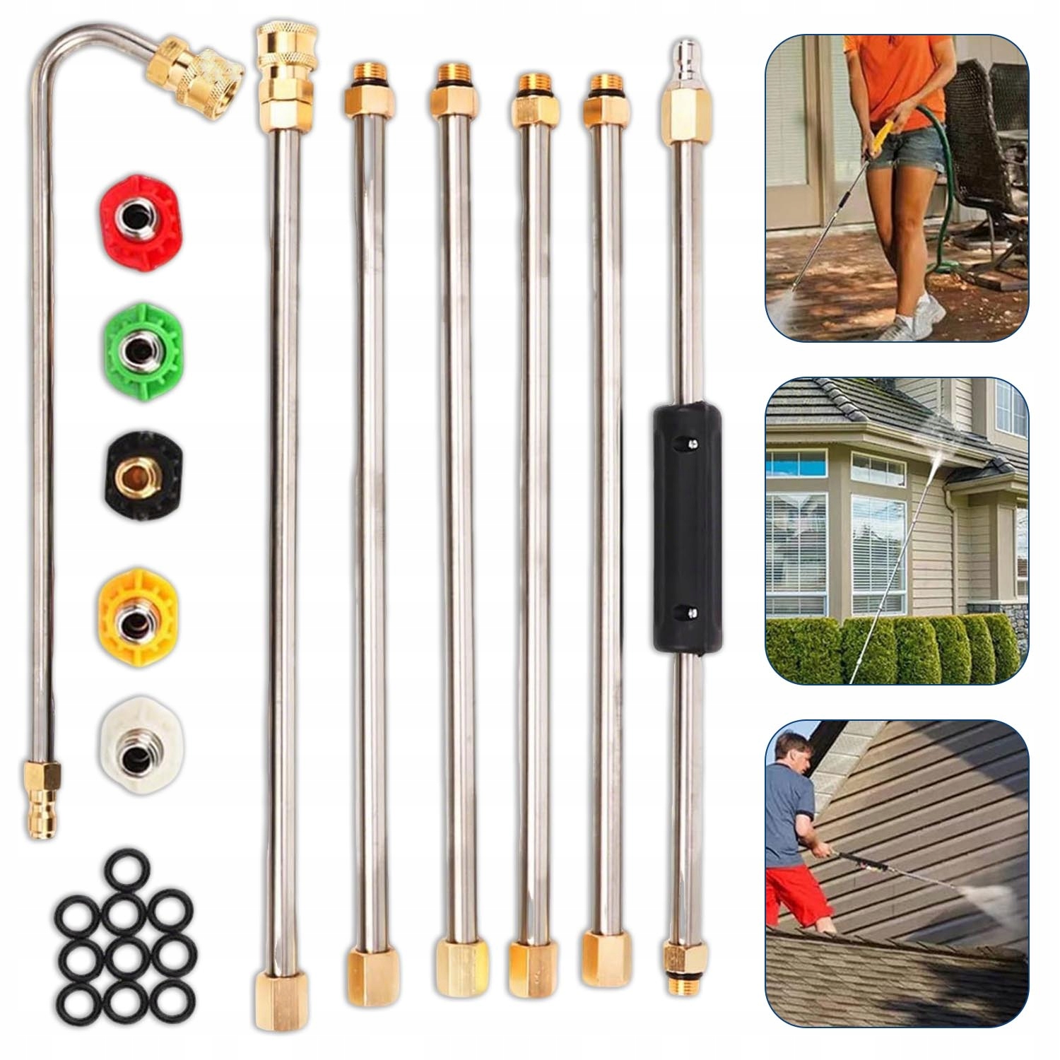 Zestaw Przedłużaczy Do Myjki Ciśnieniowej Z 5 Kątowymi Dyszami Natryskowymi