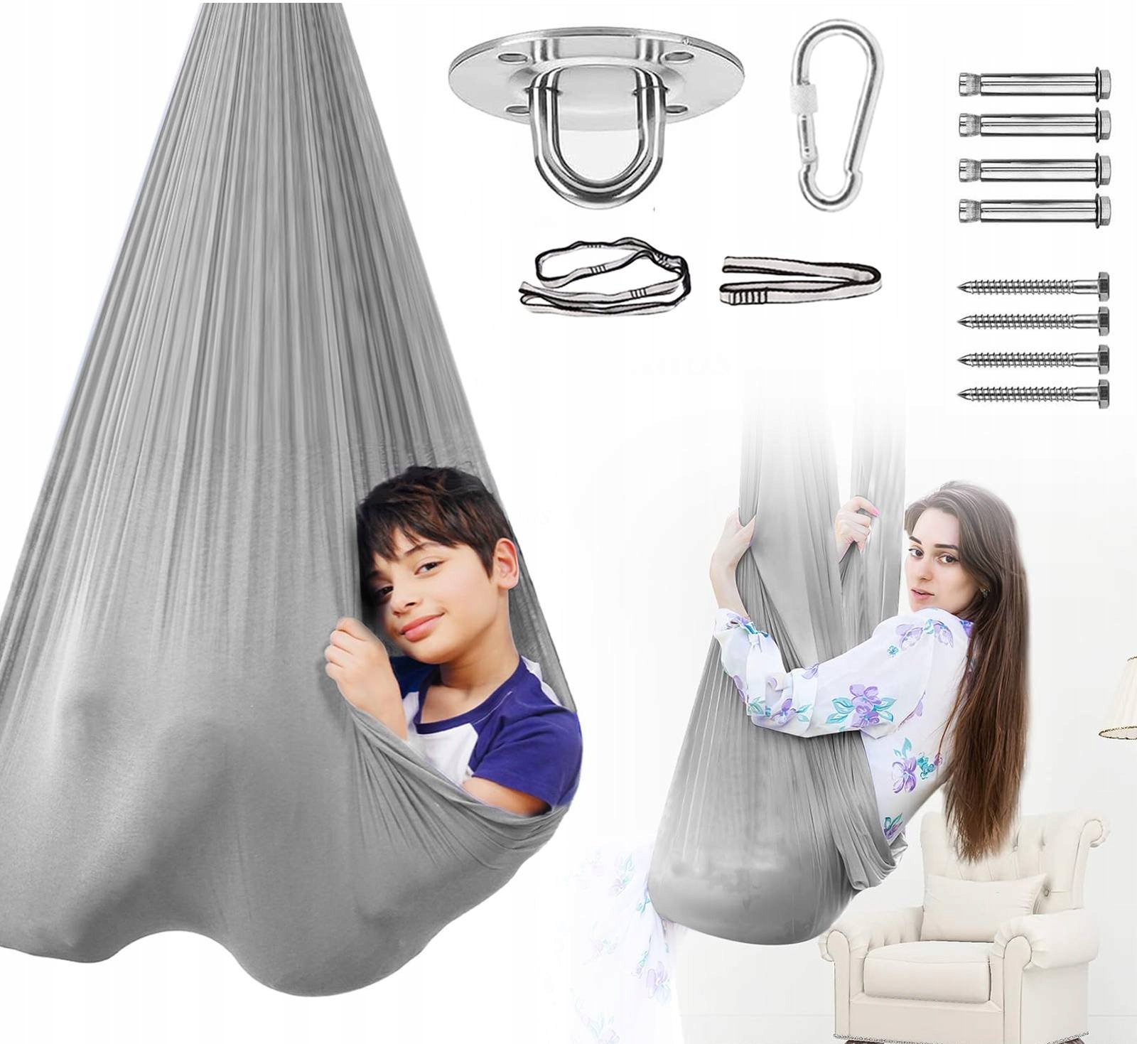 Hamak Sensoryczny Dzieci Huśtawka Terapeutyczna Akrobatyczna Chusta Premium