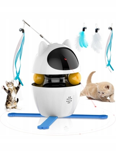 Levně Robotická pro kočky hračka s laserem a bílým peřím
