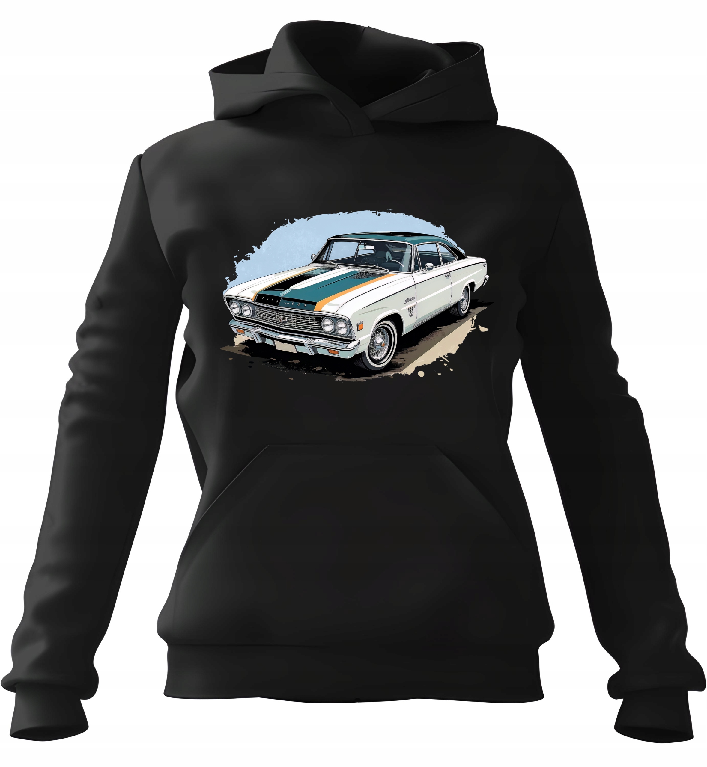 pánská mikina s kapucí Classic Muscle Car Černá XL pro muže, manžela C