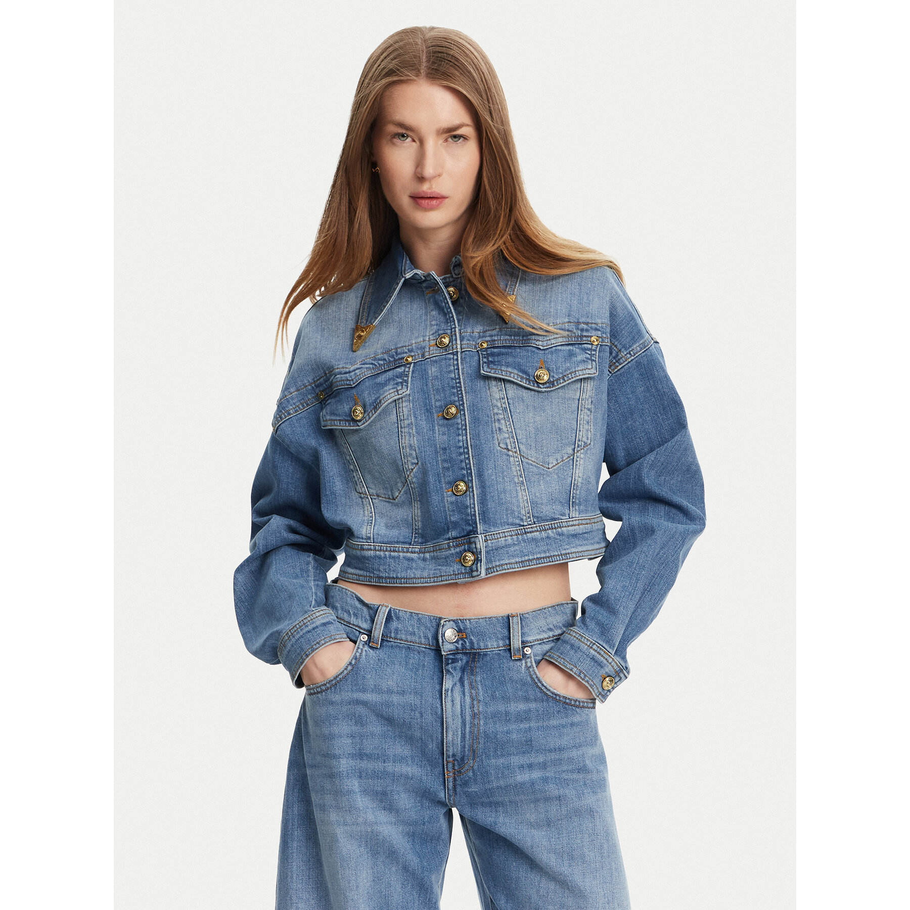 Versace Jeans Couture Damskie Kurtka jeansowa Niebieski