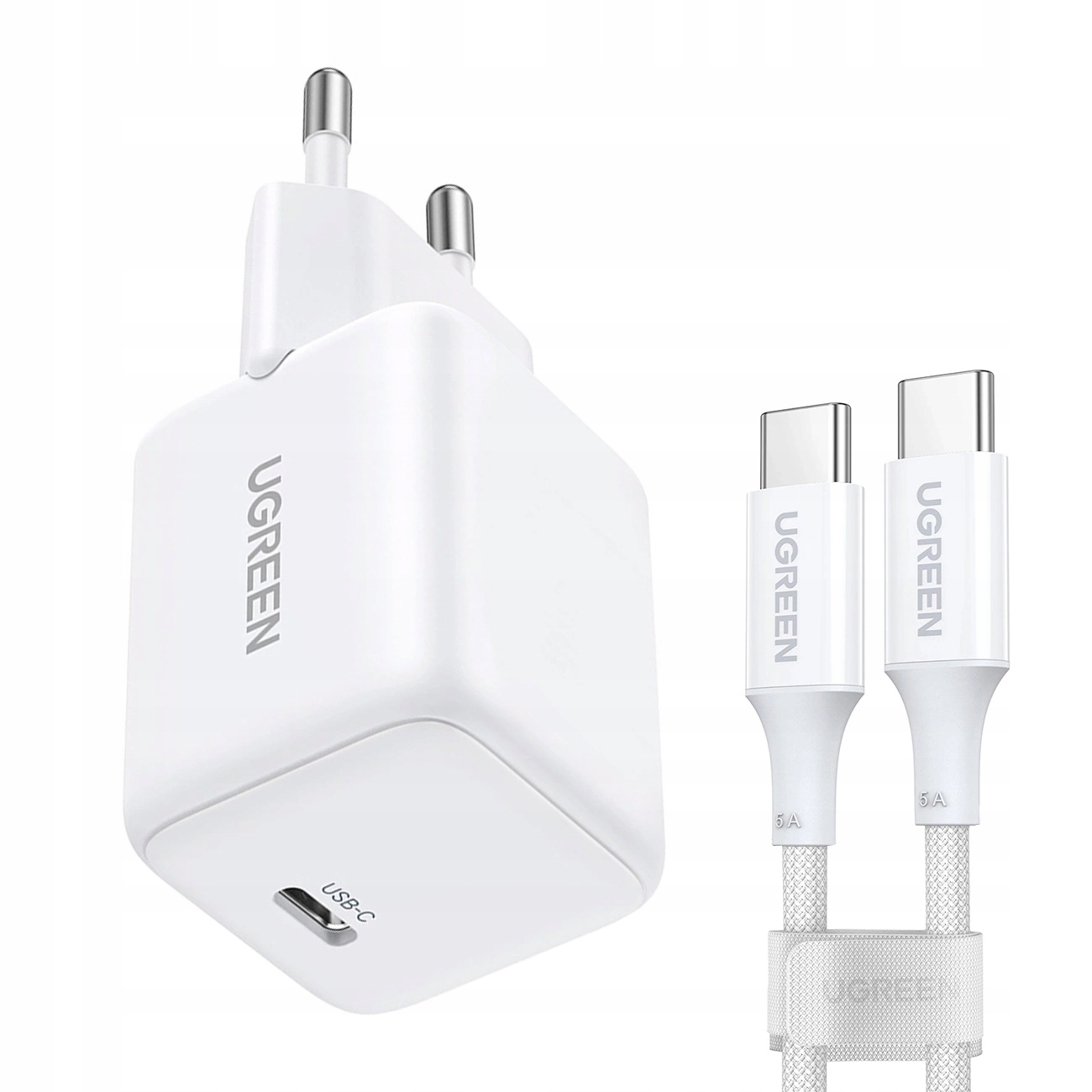 Ładowarka sieciowa Ugreen X513 GaN Usb- C +kab Usb- C 1M (biała) Ugreen