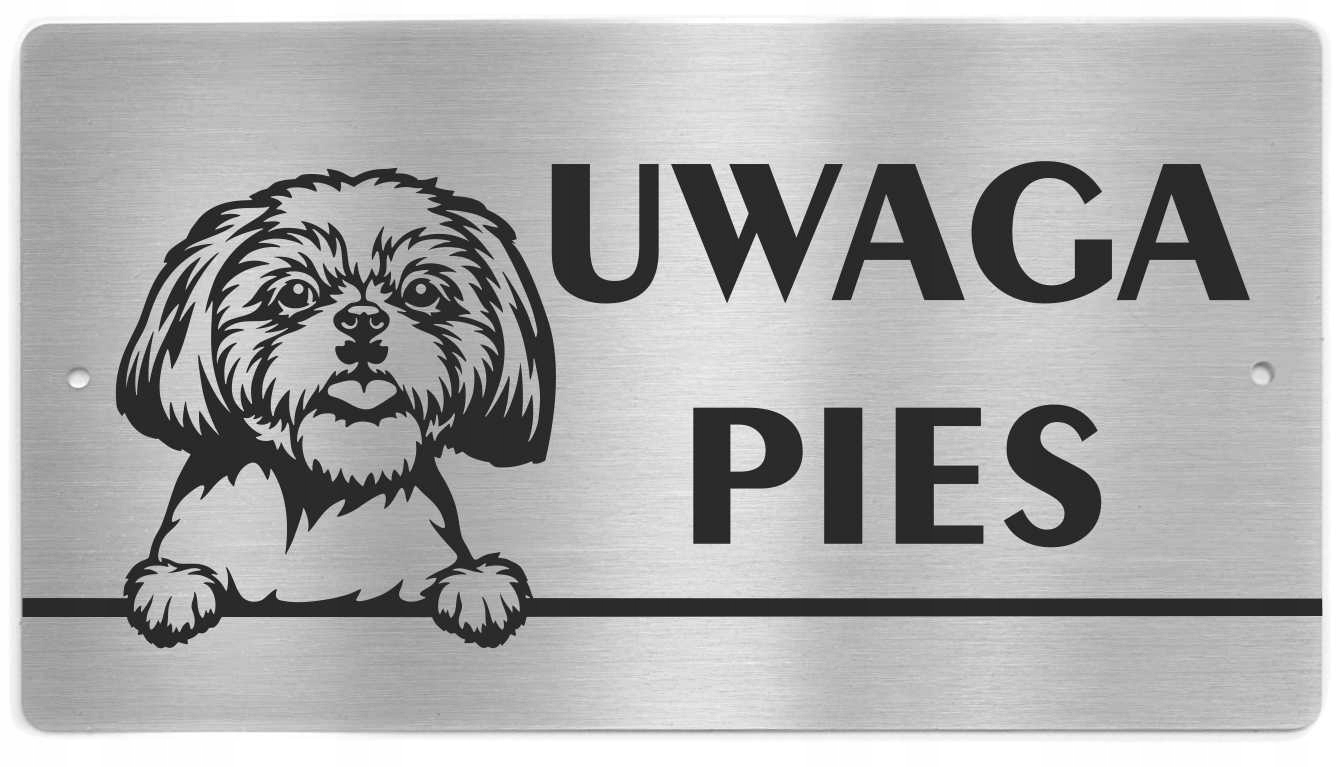 

Tabliczka Uwaga Pies stal nierdzewna inox Shih Tzu