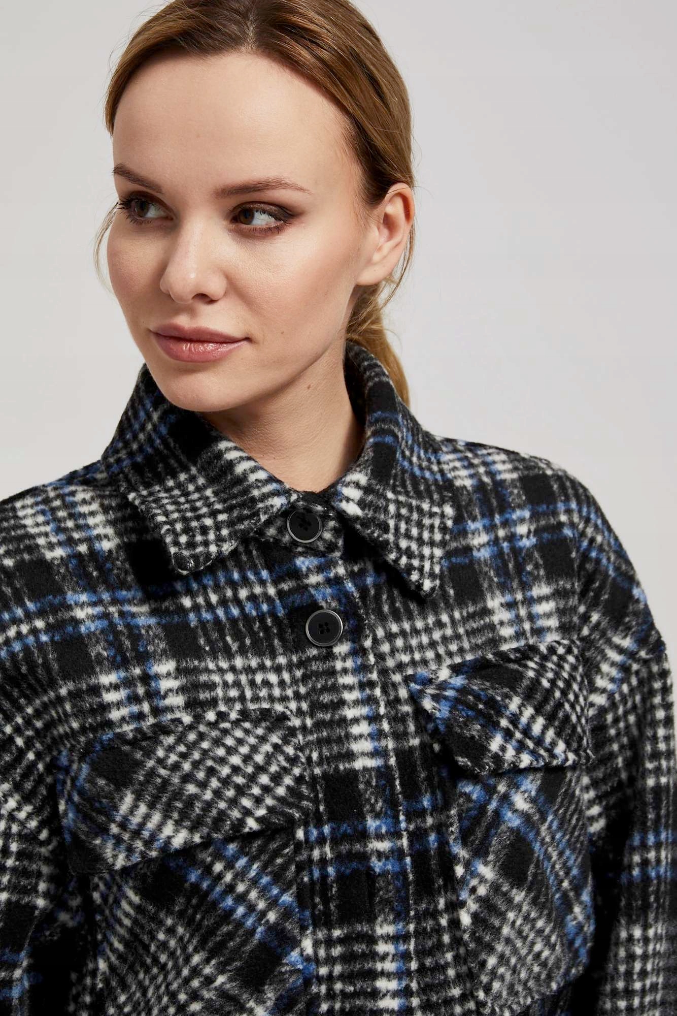 Długi płaszcz w kratę M od MOODO Płeć kobieta