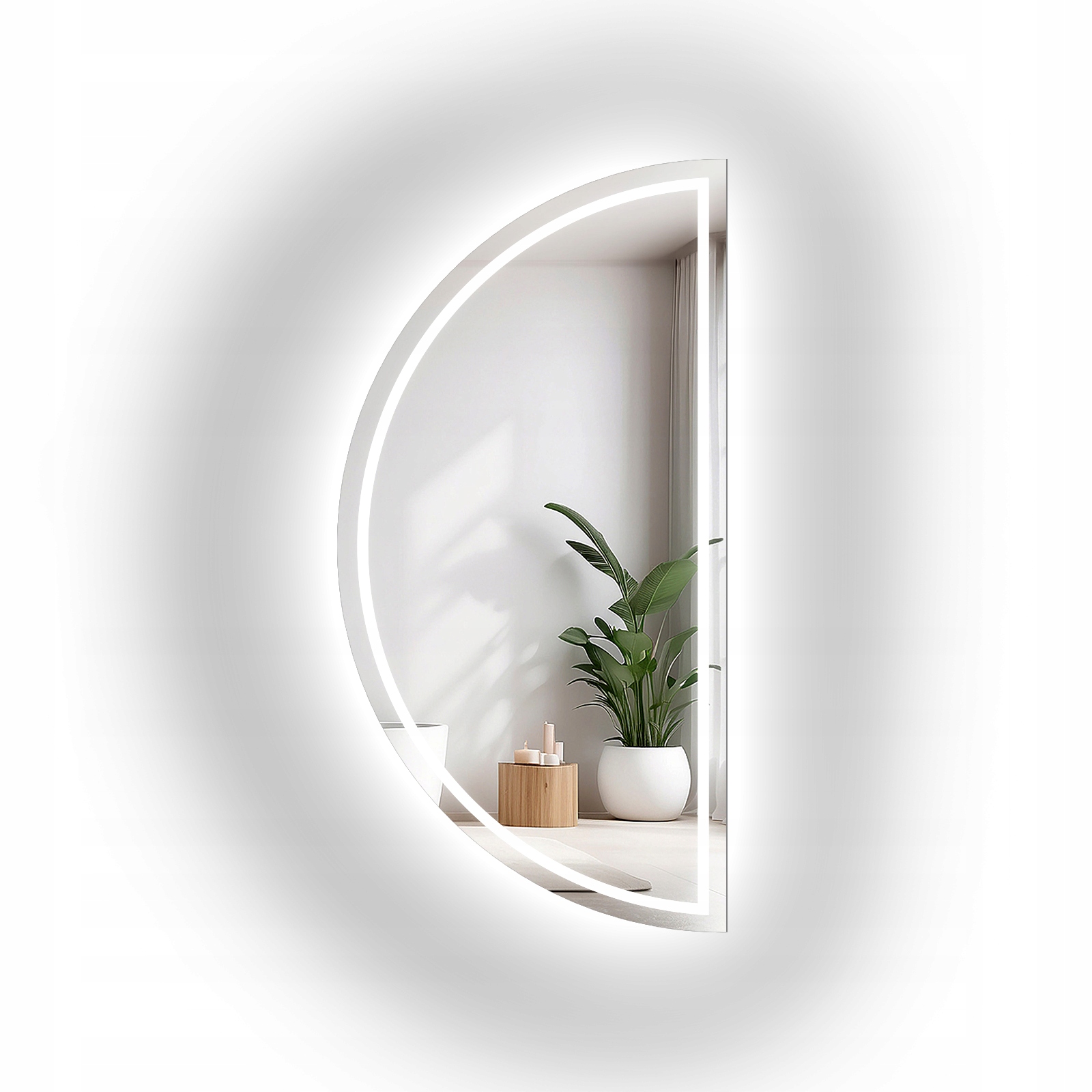 Zrcadlo půlkruhové Helena pískované s Led podsvícením 85x170 cm