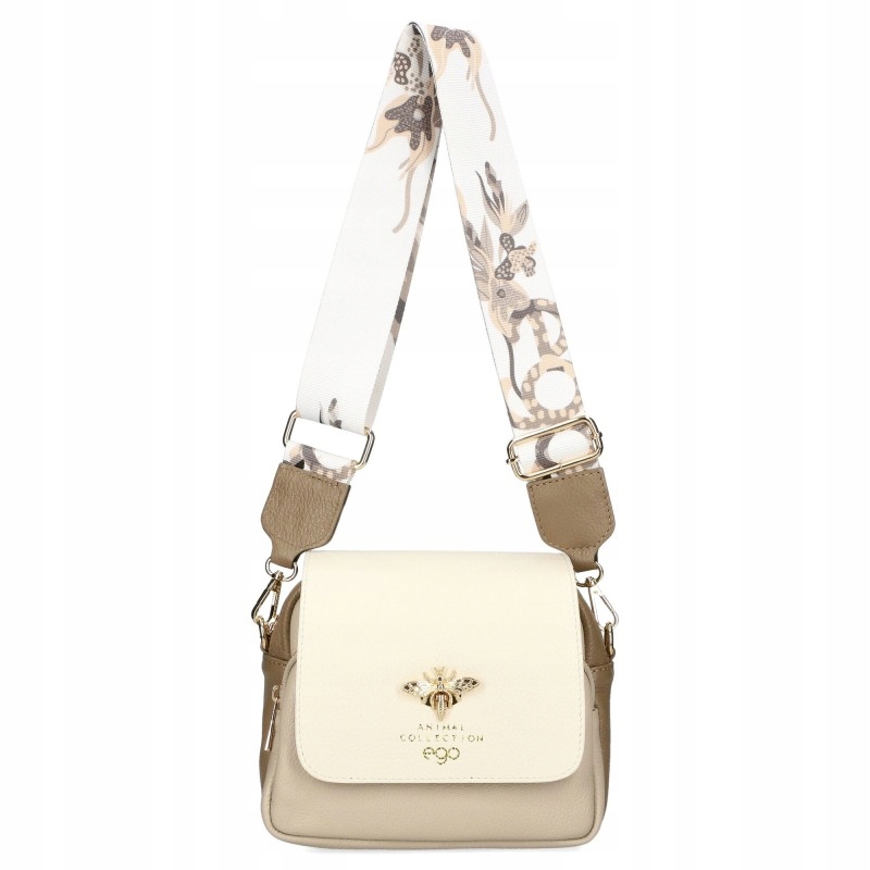 Ego torebka listonoszka skóra naturalna beżowa crossbody