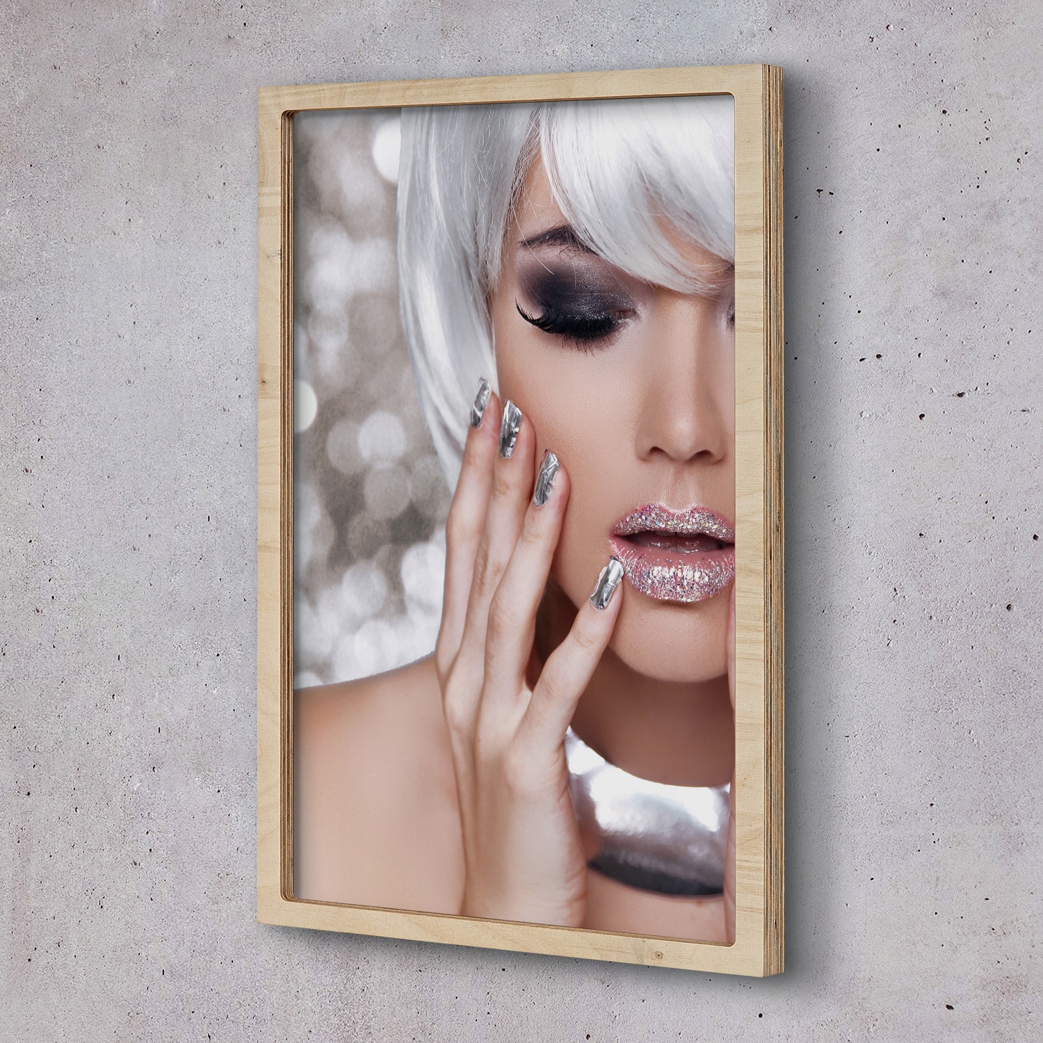 Obraz v dřevěném rámu Žena, make-up 30x50 cm