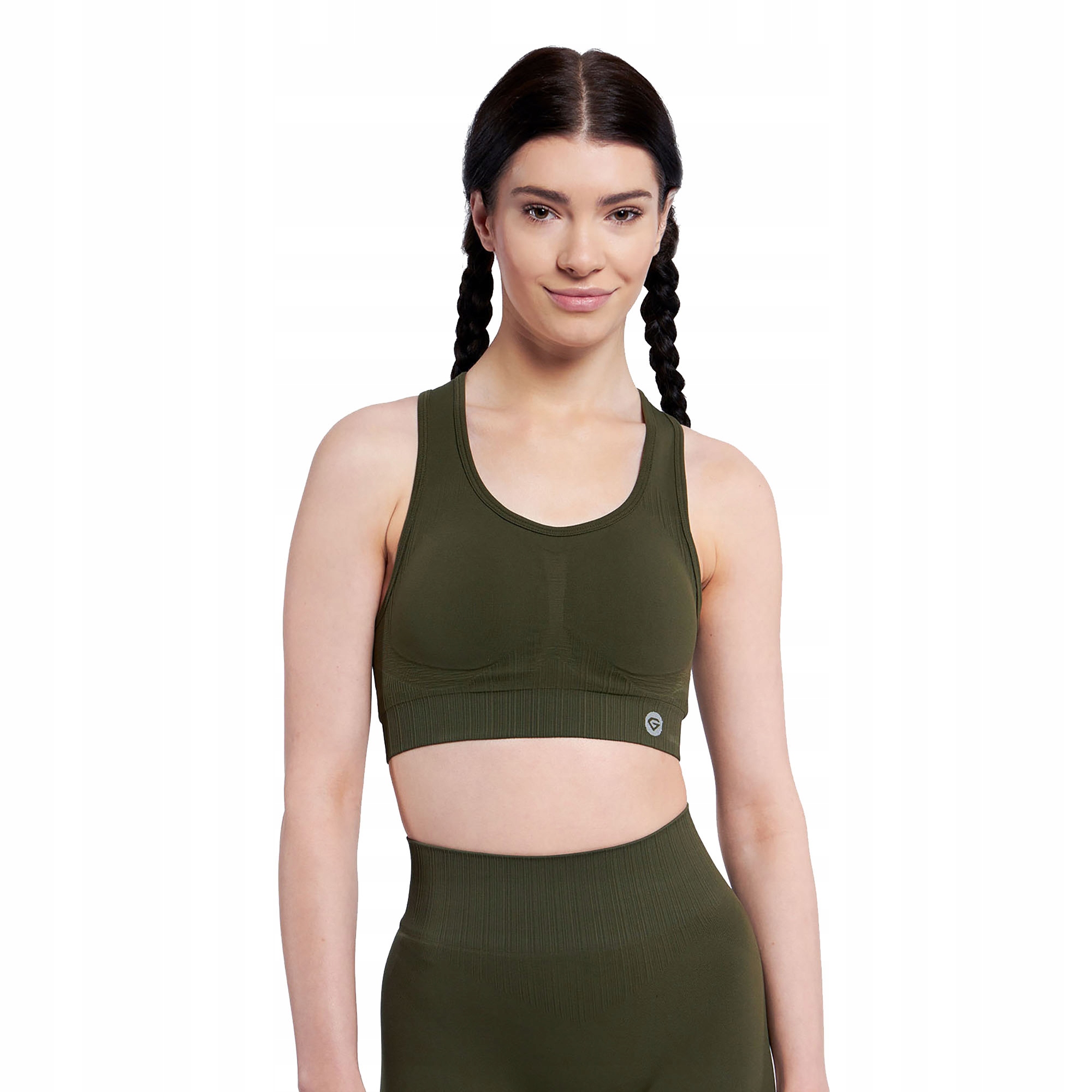 Biustonosz fitness Gym Glamour Push Up khaki S