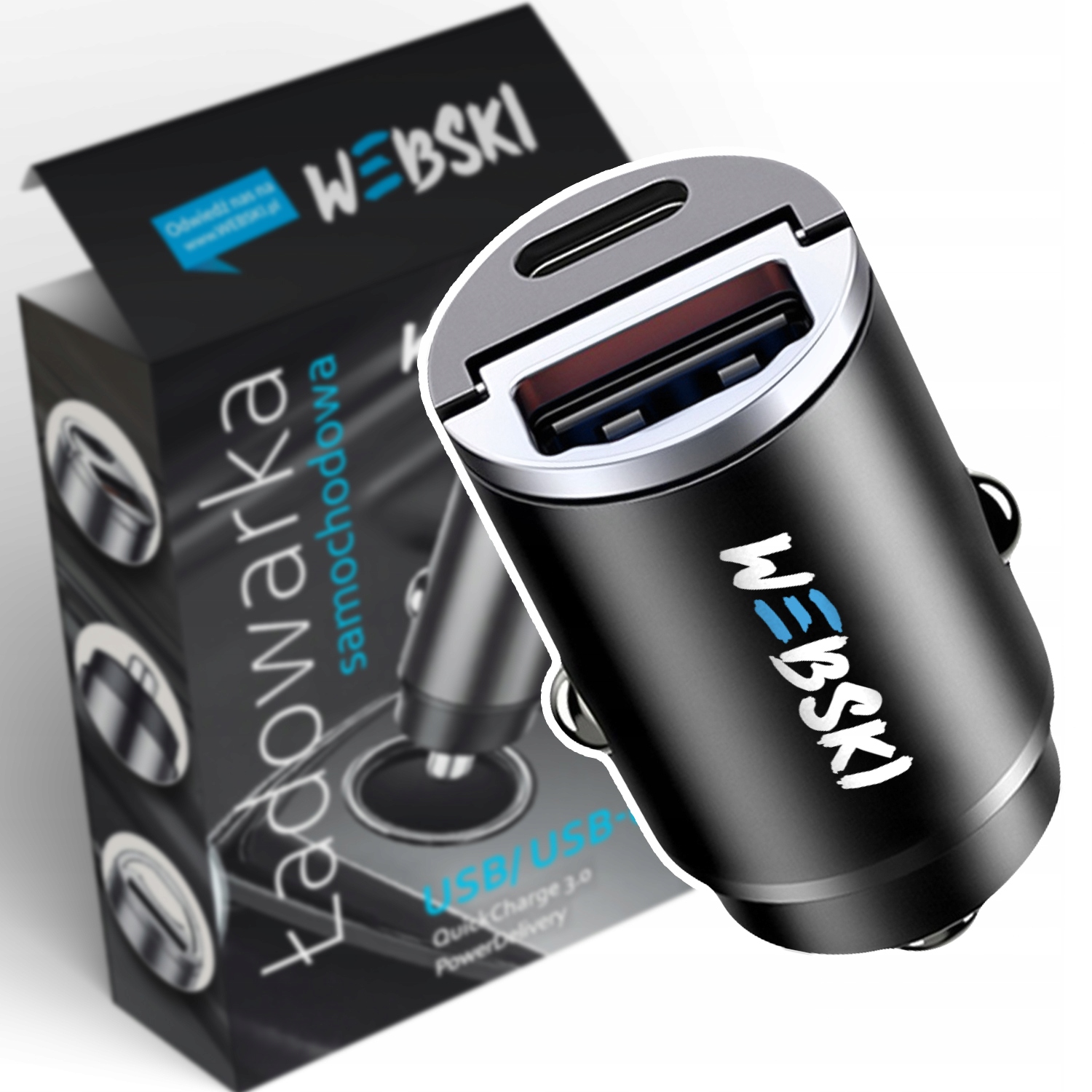 Mini Szybka Mocna Ładowarka Samochodowa Do Telefonu 30W Usb/usb-c 5V 9V 12V