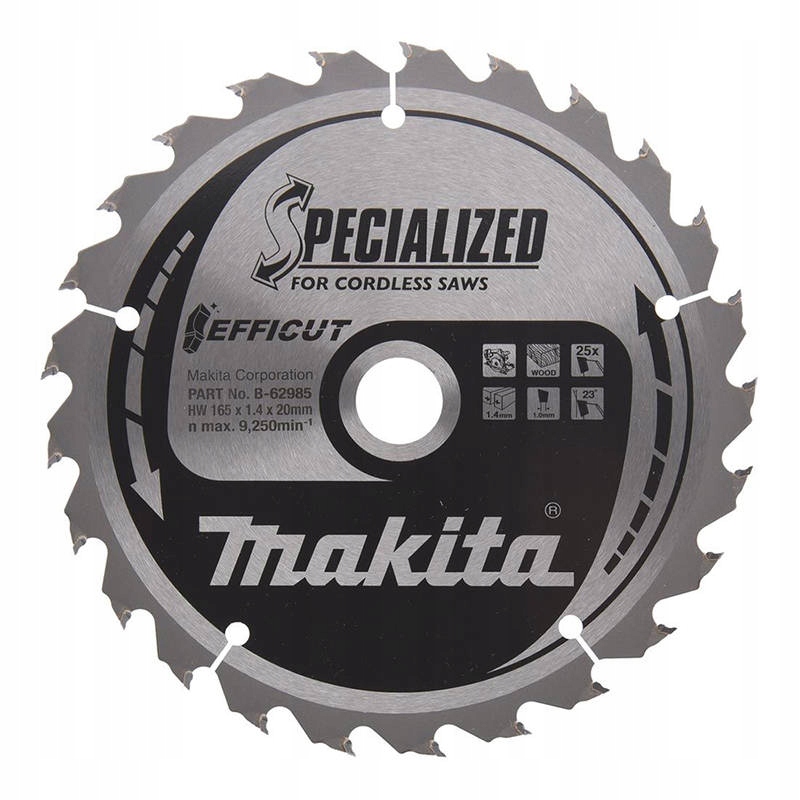 Makita Tarcza tnąca drewno SP6000 DSP601 DSP600 165x20 25Z Efficut B-62985