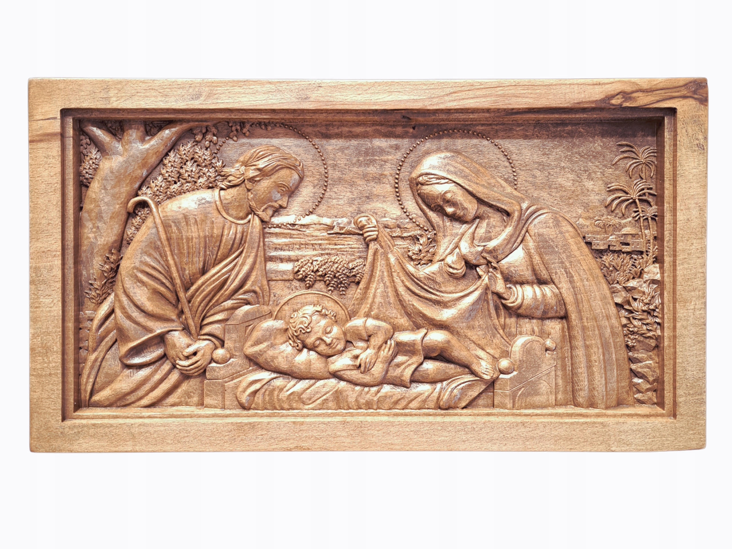 Obraz Dřevěný Reliéf Svatá Rodina Suvenýr Křtu Svatby Jubileum