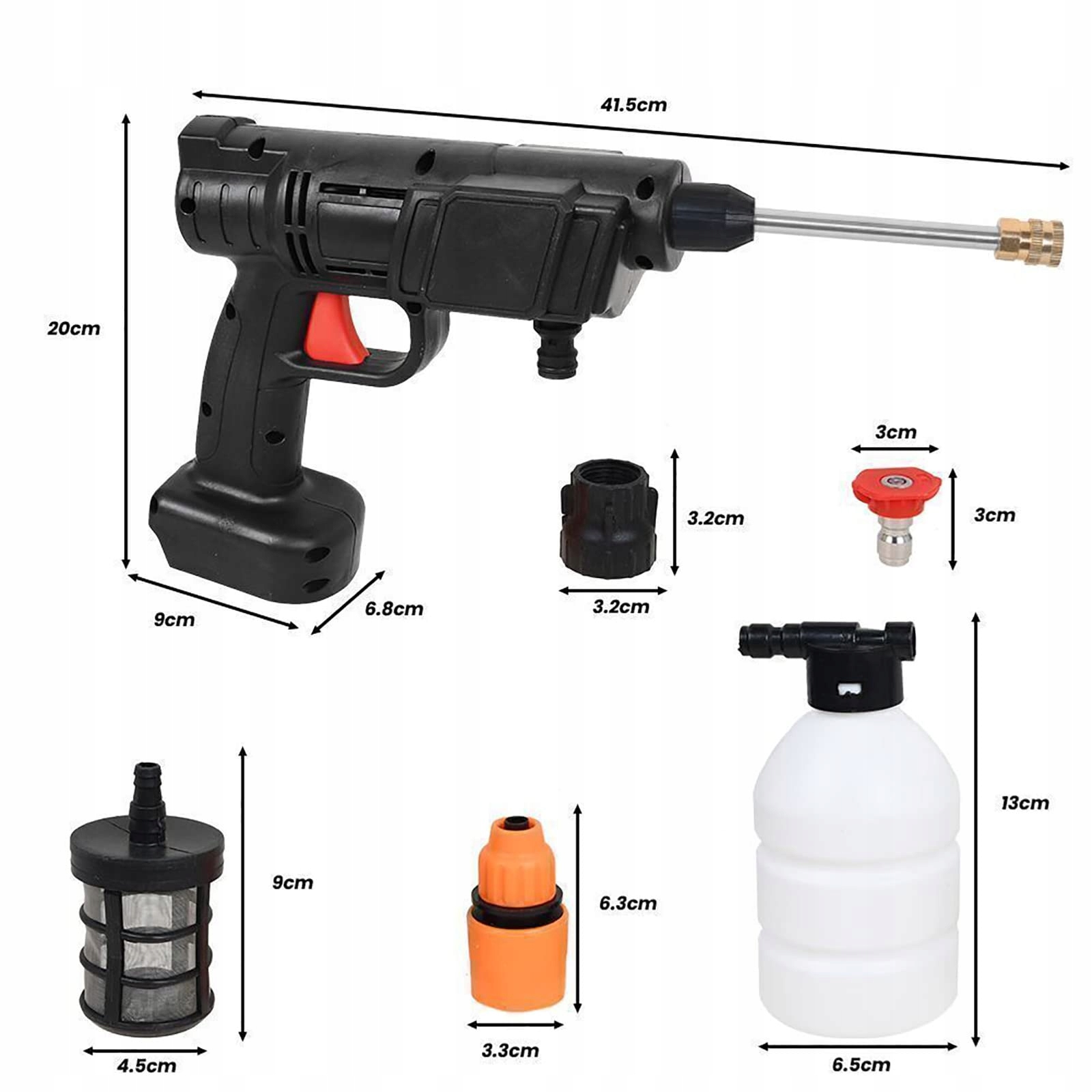 PRZENOŚNA PISTOLET NATRYSKOWY WODA MYJKA CIŚNIENIOWA DO PODLEWANIA KWIATÓW Waga produktu z opakowaniem jednostkowym 1.19 kg