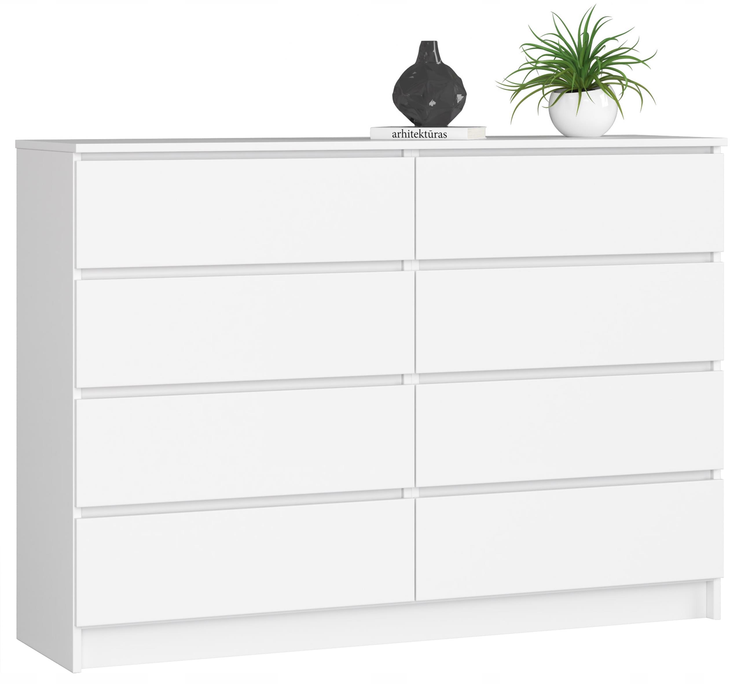 Komoda, skrinka K140 8 zásuviek, biela Akd