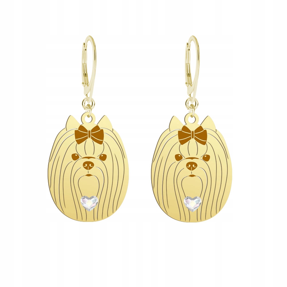 Náušnice Zlatý Yorkshirský teriér Stříbro 925 Žena Šperky Gravírování Bonus