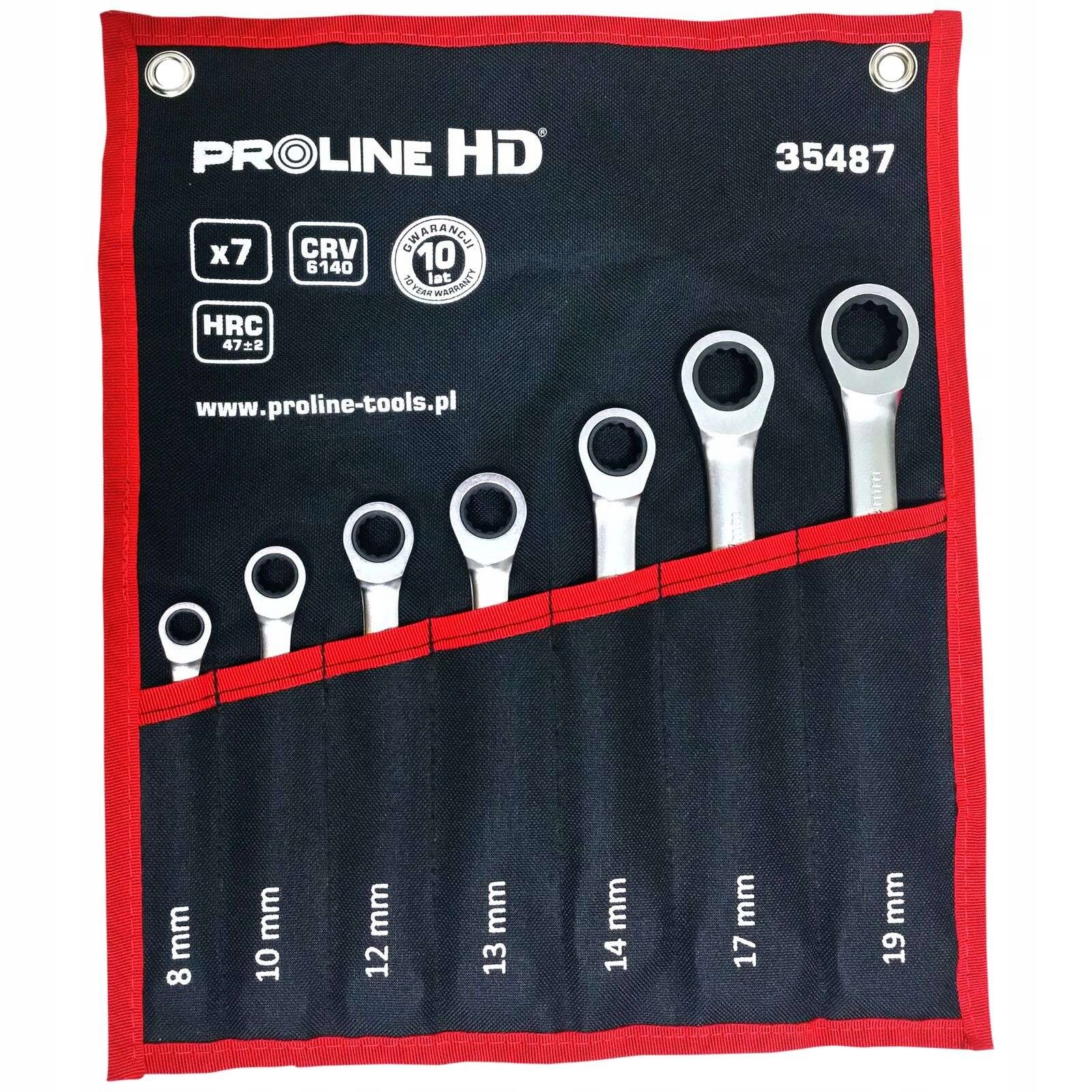 Kľúče očkoploché s račňou 7 prvkov 8-19 mm Proline 35487