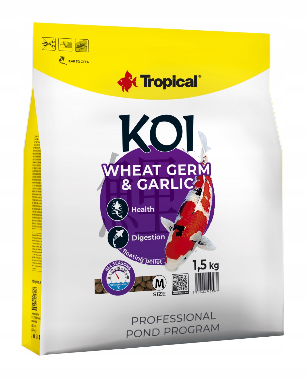 Tropical KOI WHEAT GERM&GARLIC PELLET M 5L - pokarm podnoszący odporność