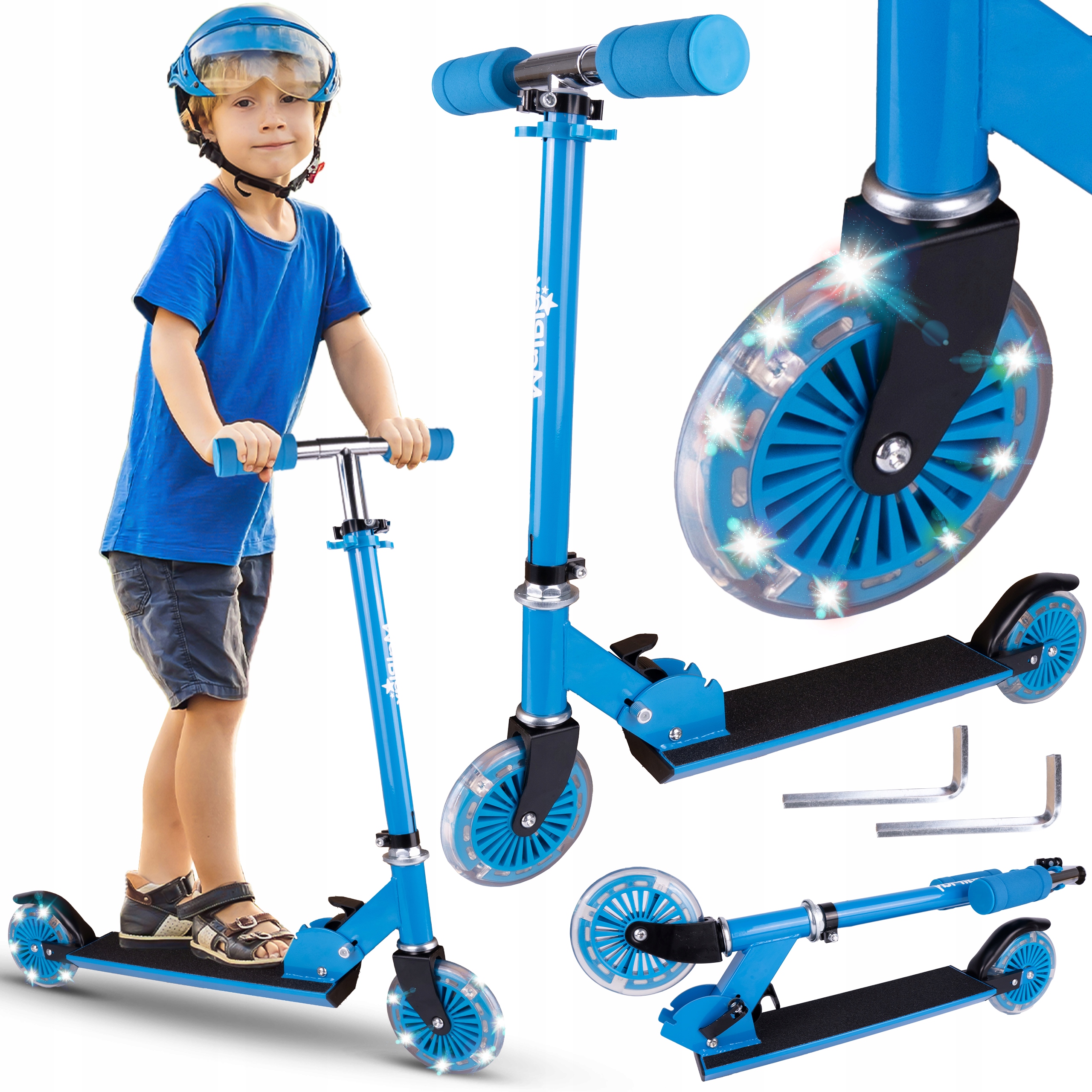 HULAJNOGA DLA DZIECI ŚWIECĄCA LED KOŁA REGULACJA WYSOKOŚCI HAMULEC SKŁADANA