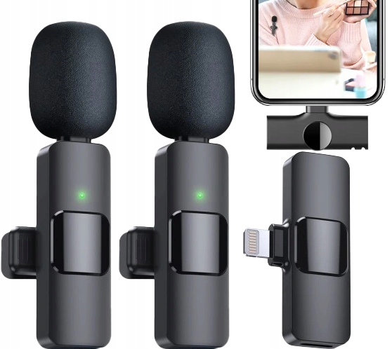 Mikrofon Krawatowy Bezprzewodowy Iphone Bluetooth Do Telefonu Podwójny
