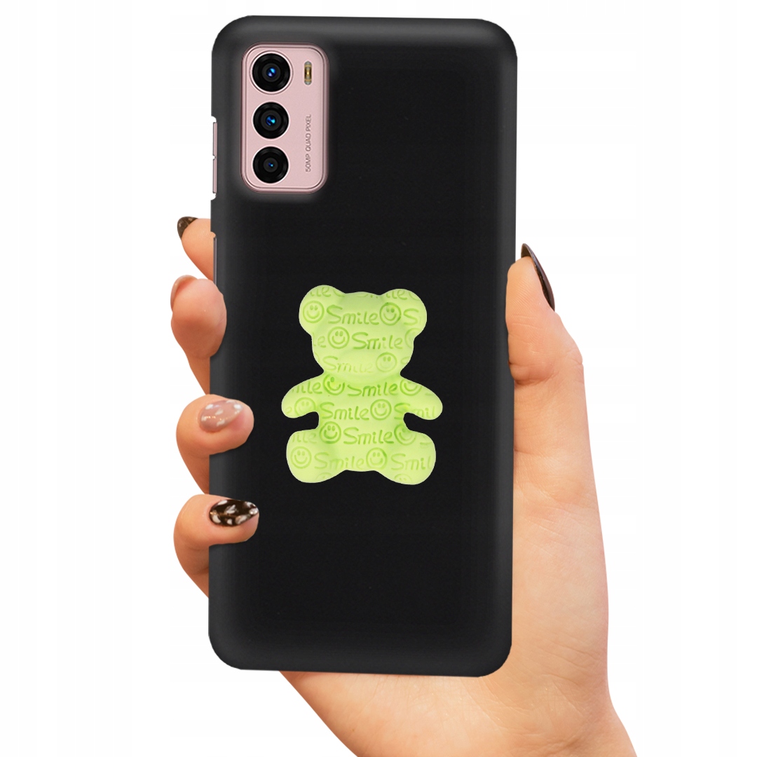 Matné Čierne Puzdro Pre Motorola G42, Zelený Medvedík