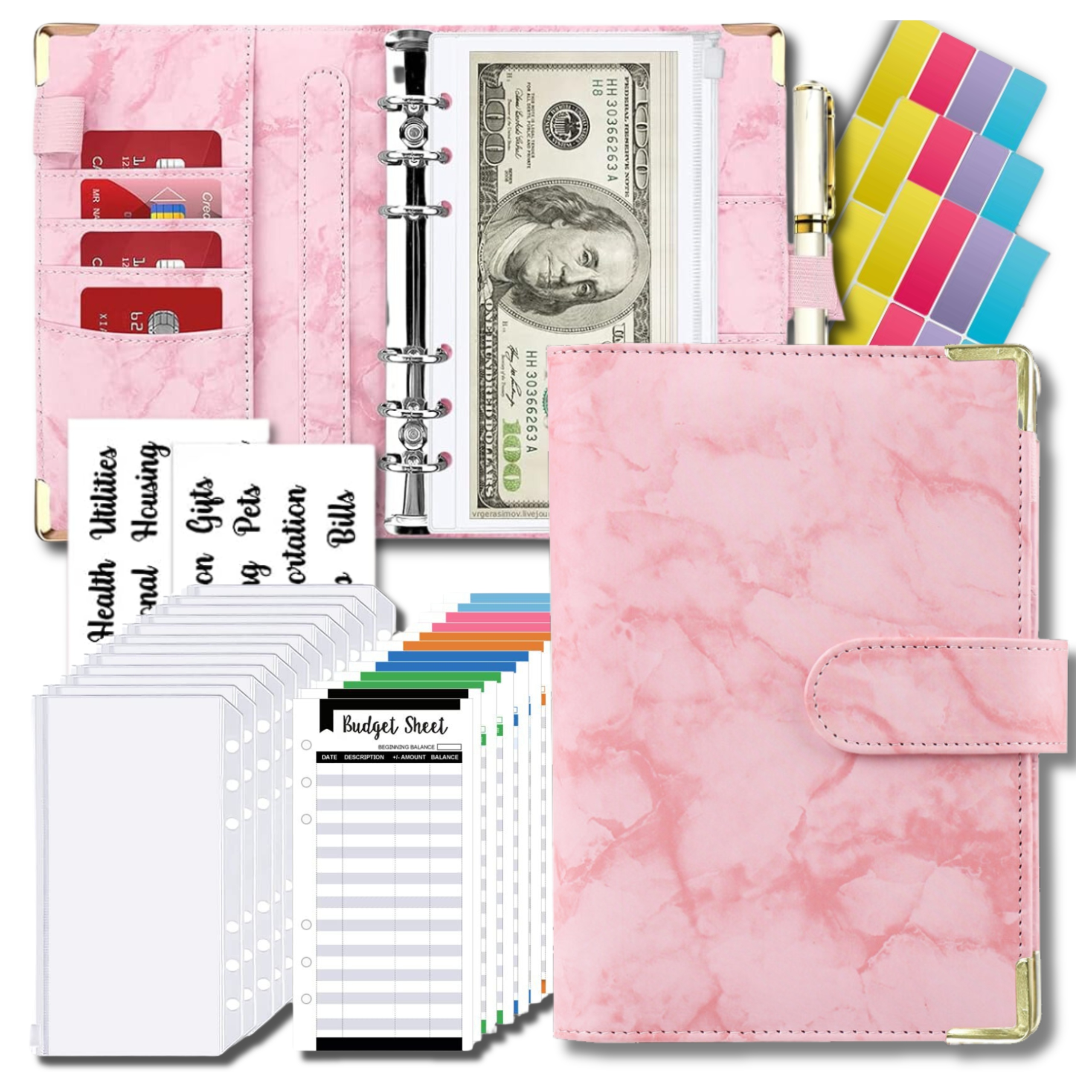 Notes planer organizer segregator finansowy budżetowy różowy A6 oszczędnik Marka bez marki