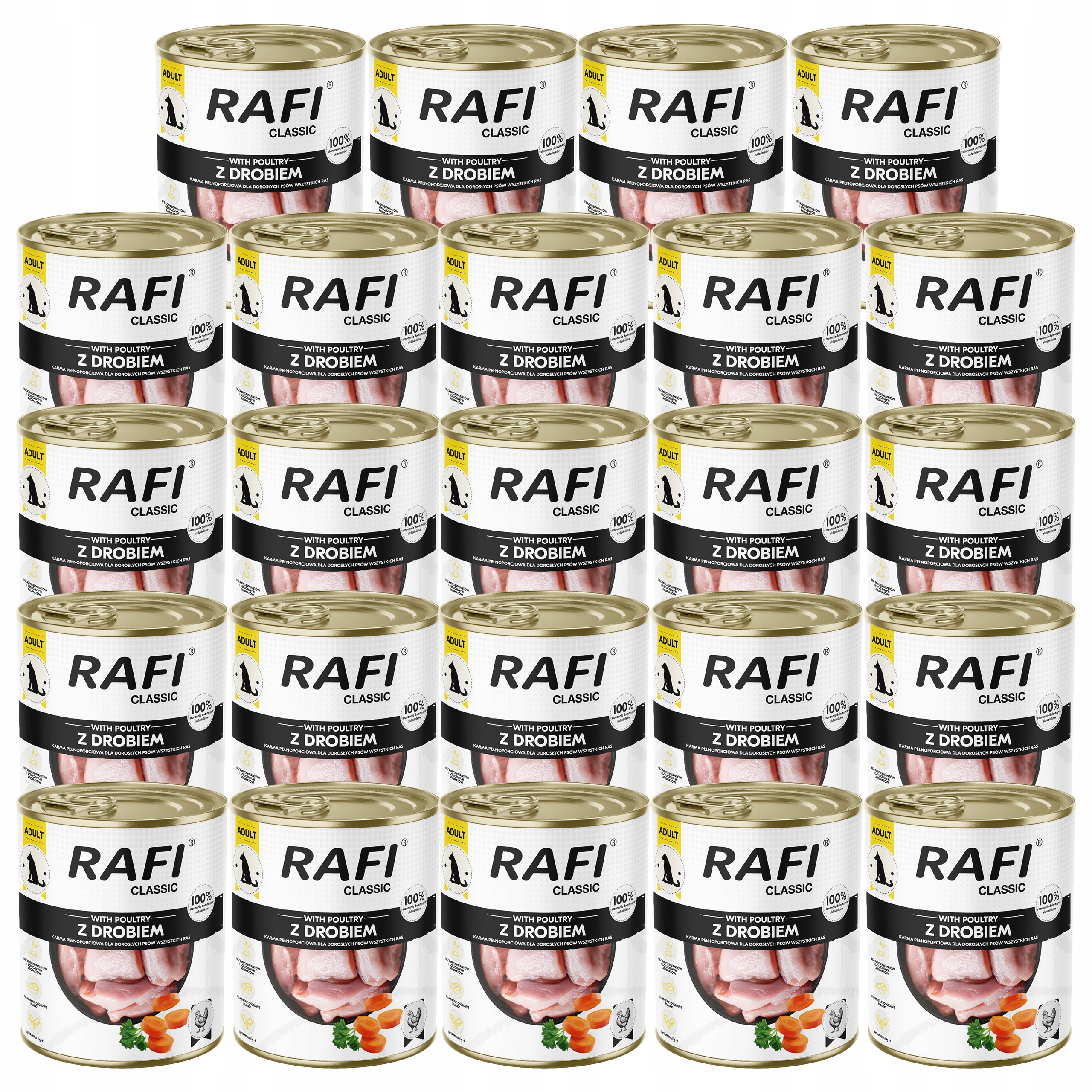 Levně Dolina Noteci Rafi Classic krmivo pro psy Drůbež 24 x 800 g